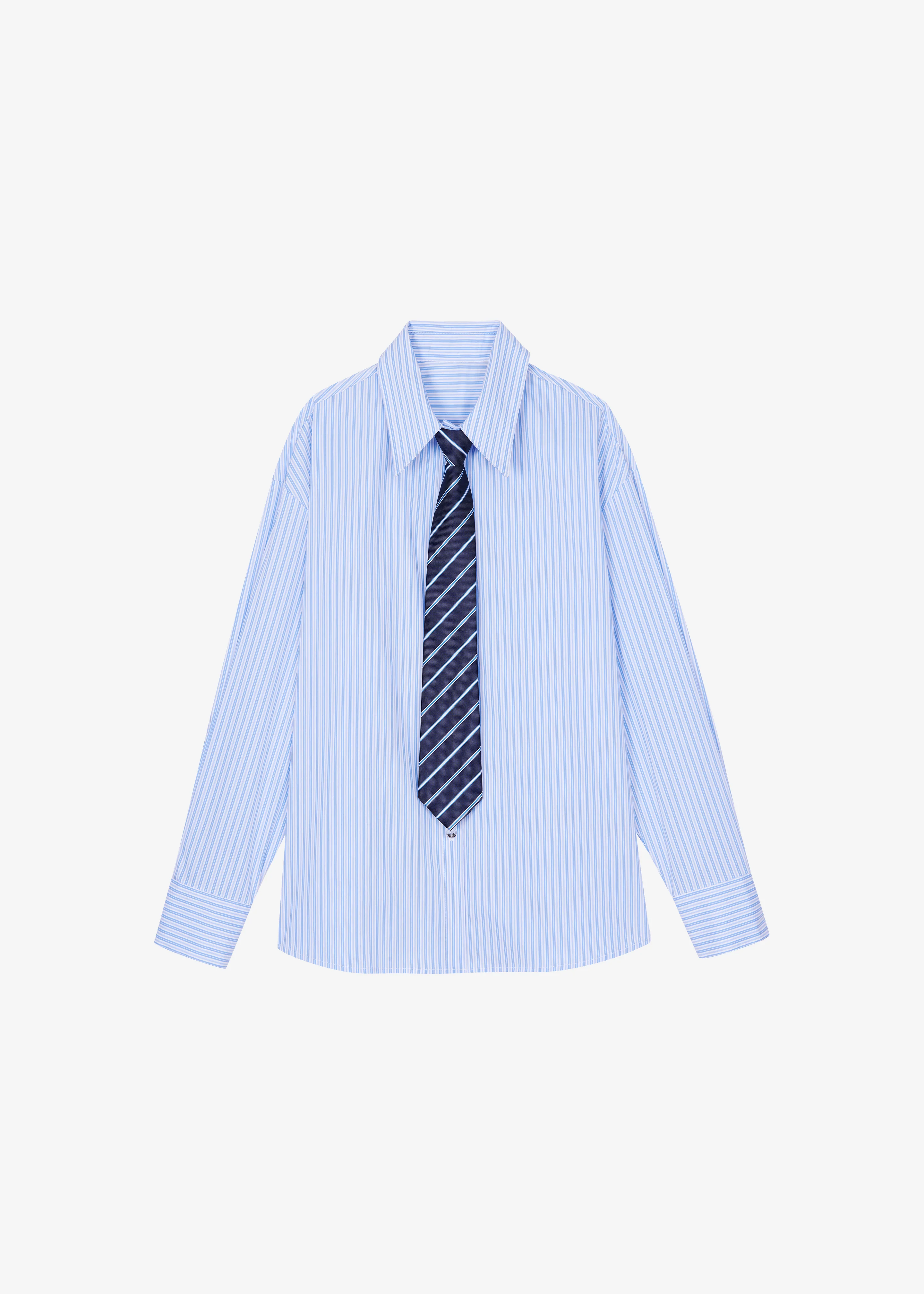 Gainsford Neck Tie Shirt - Blue/White Stripe - Image 8