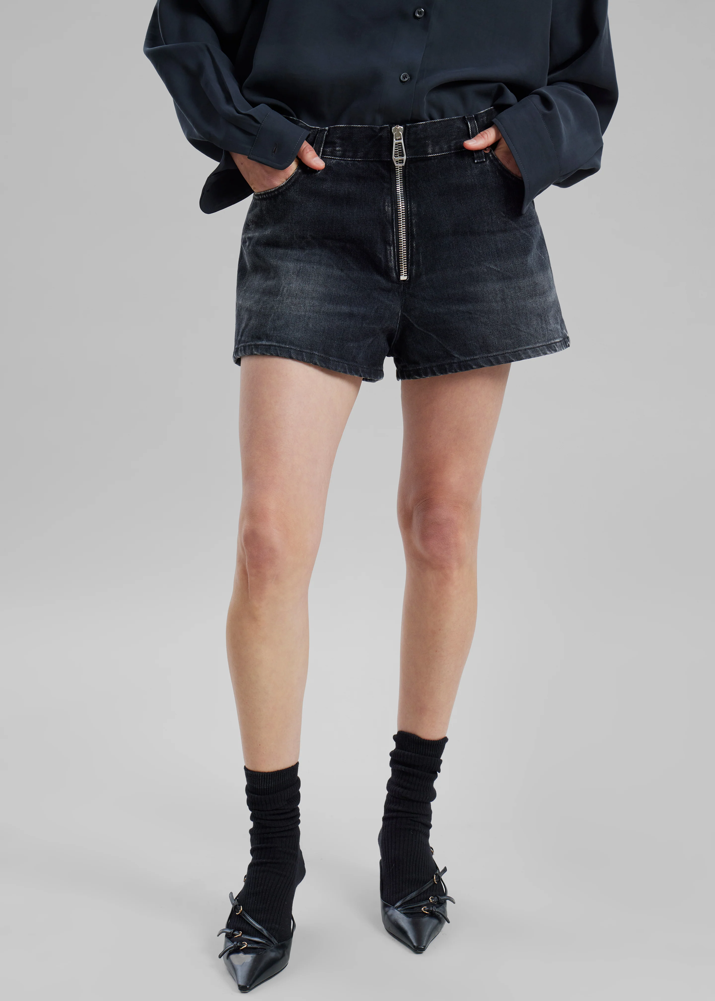 Haikure Bethany Zip Shorts - Bassano Black - Image 2