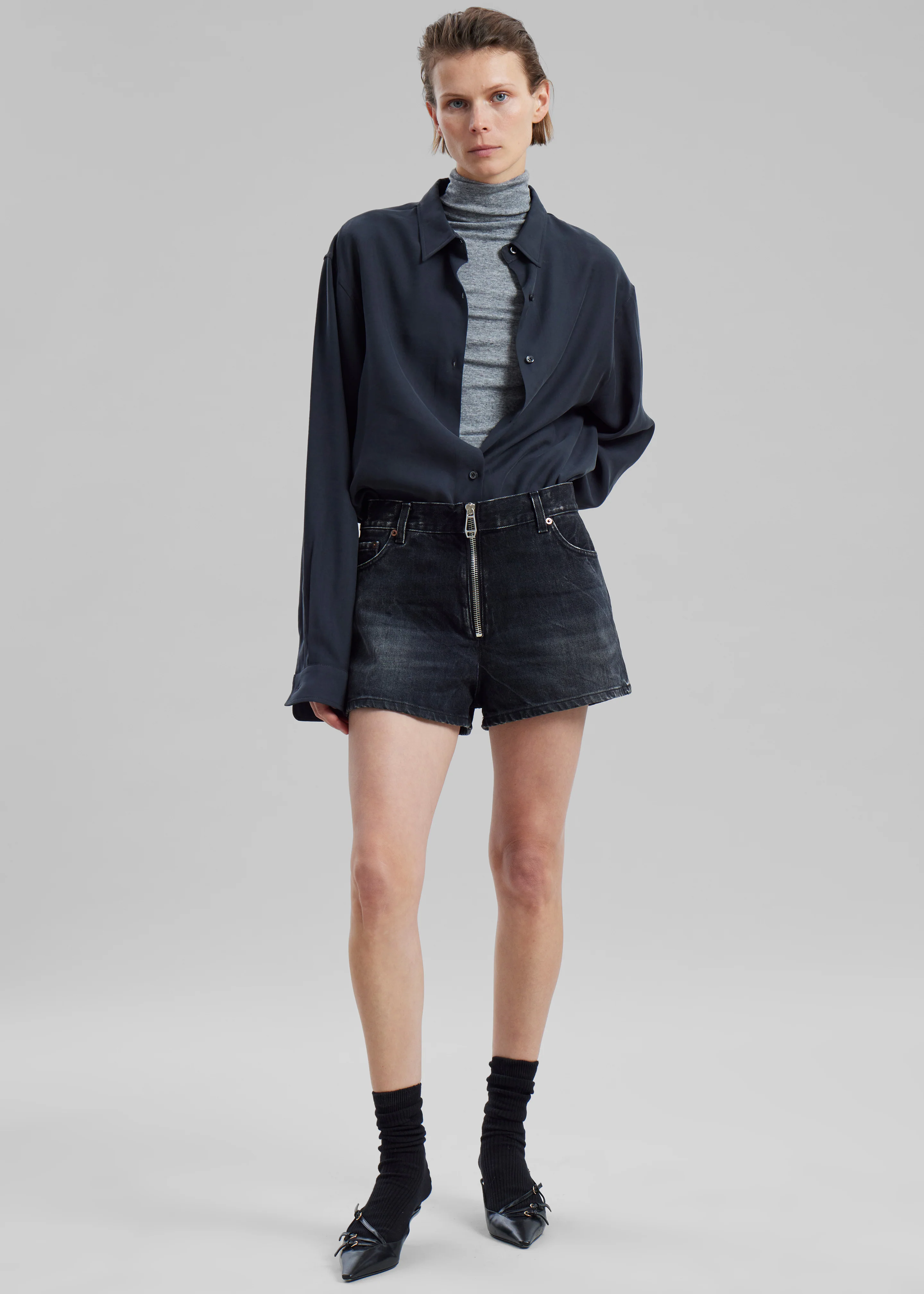 Haikure Bethany Zip Shorts - Bassano Black - Image 3
