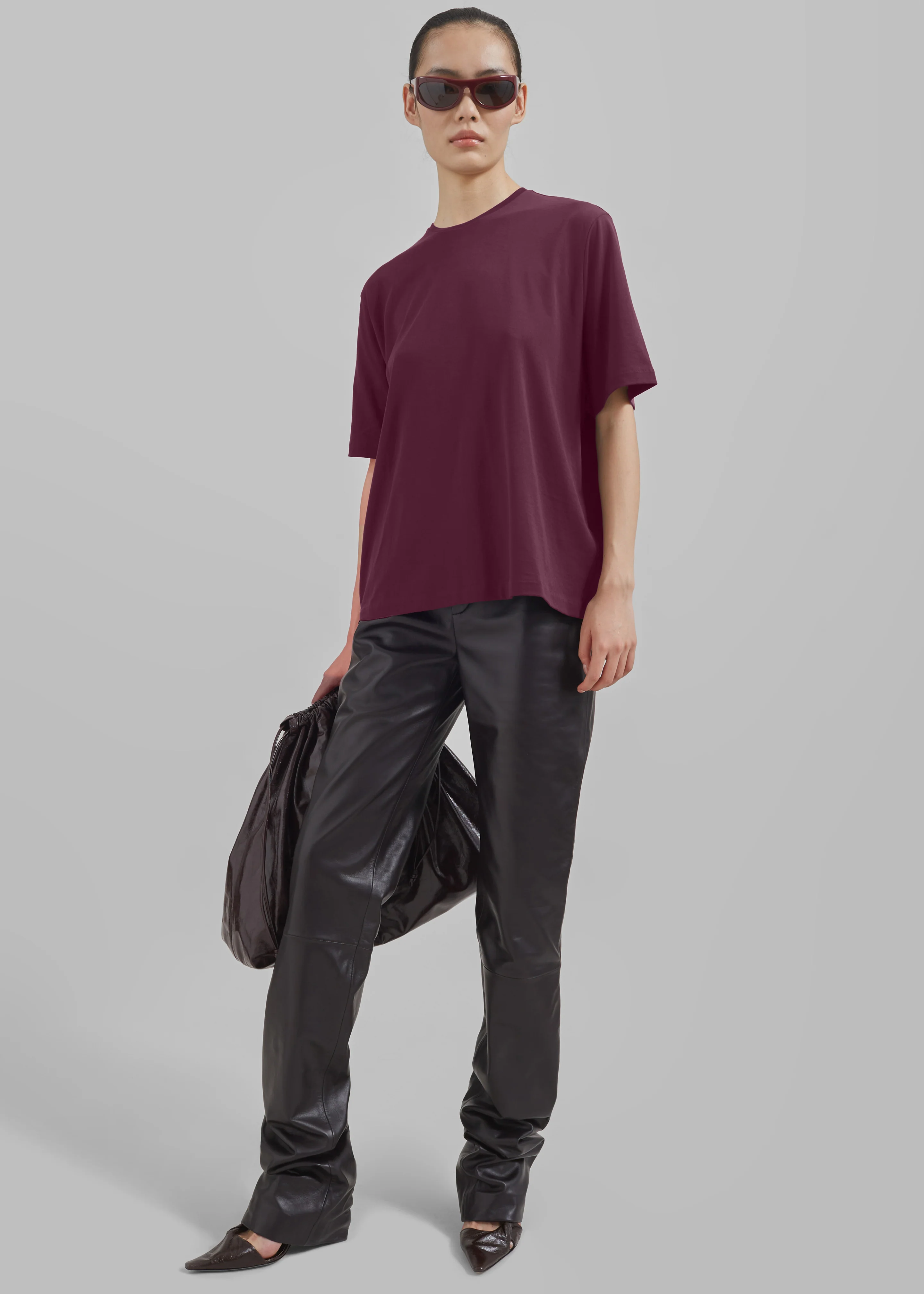 Harper Soft Organic T-Shirt - Burgundy - Image 3