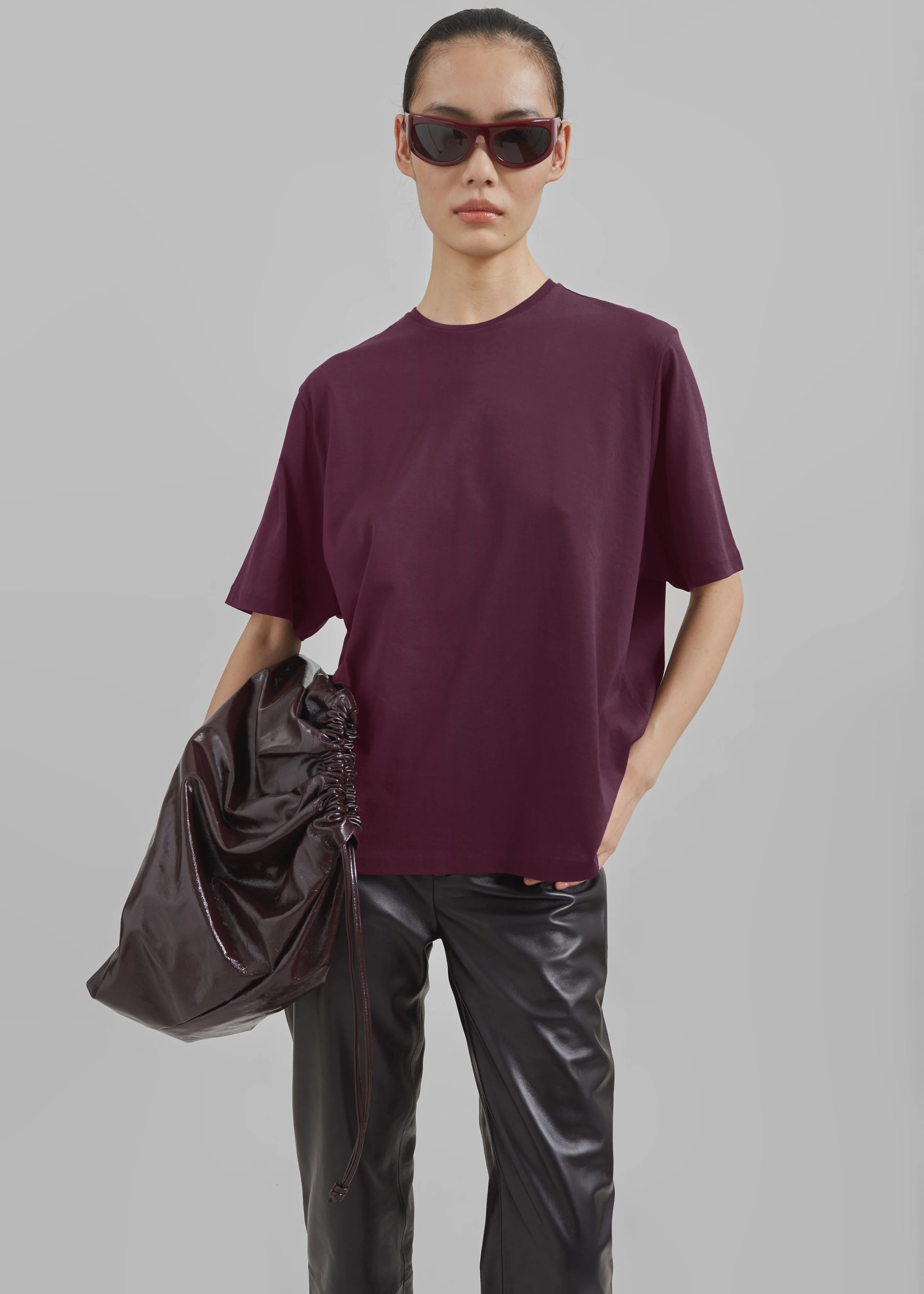 Harper Soft Organic T-Shirt - Burgundy - Image 4