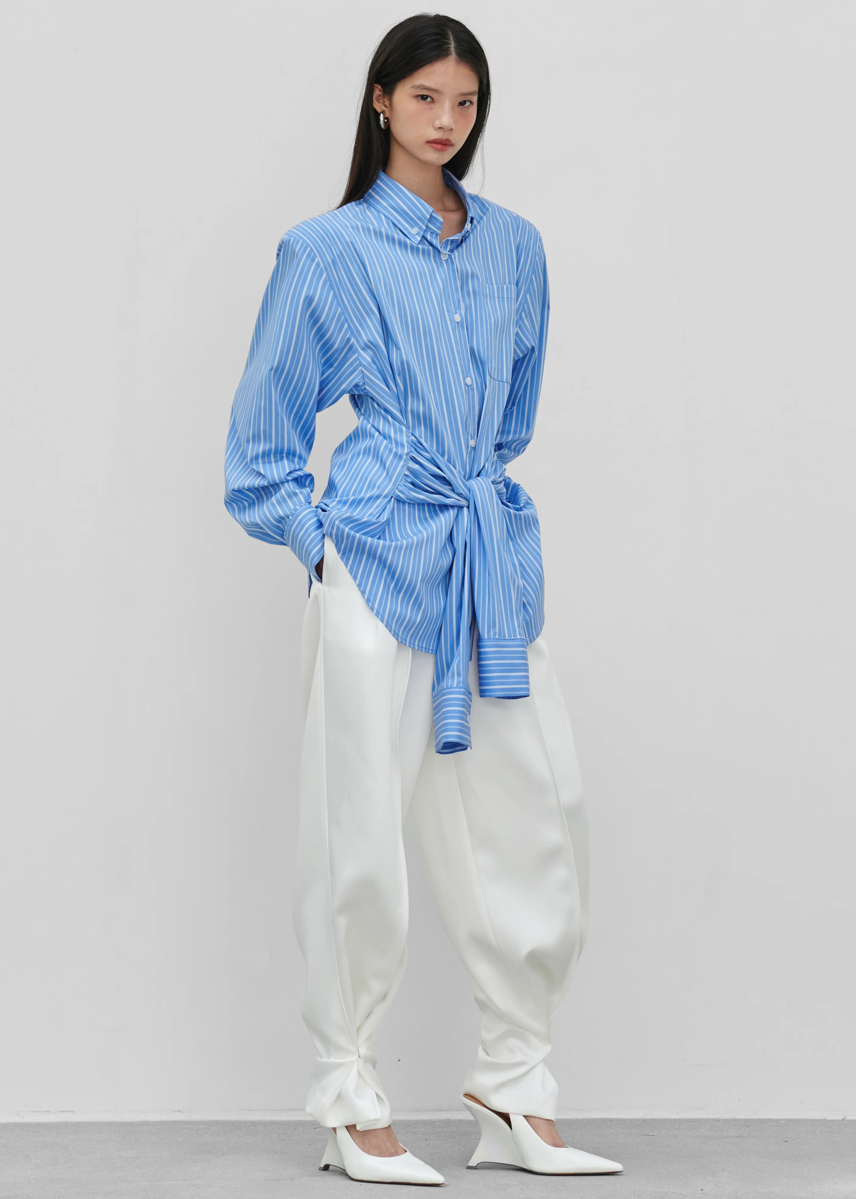 Heaton Double-Sleeve Padded Shirt - Blue/White Stripe