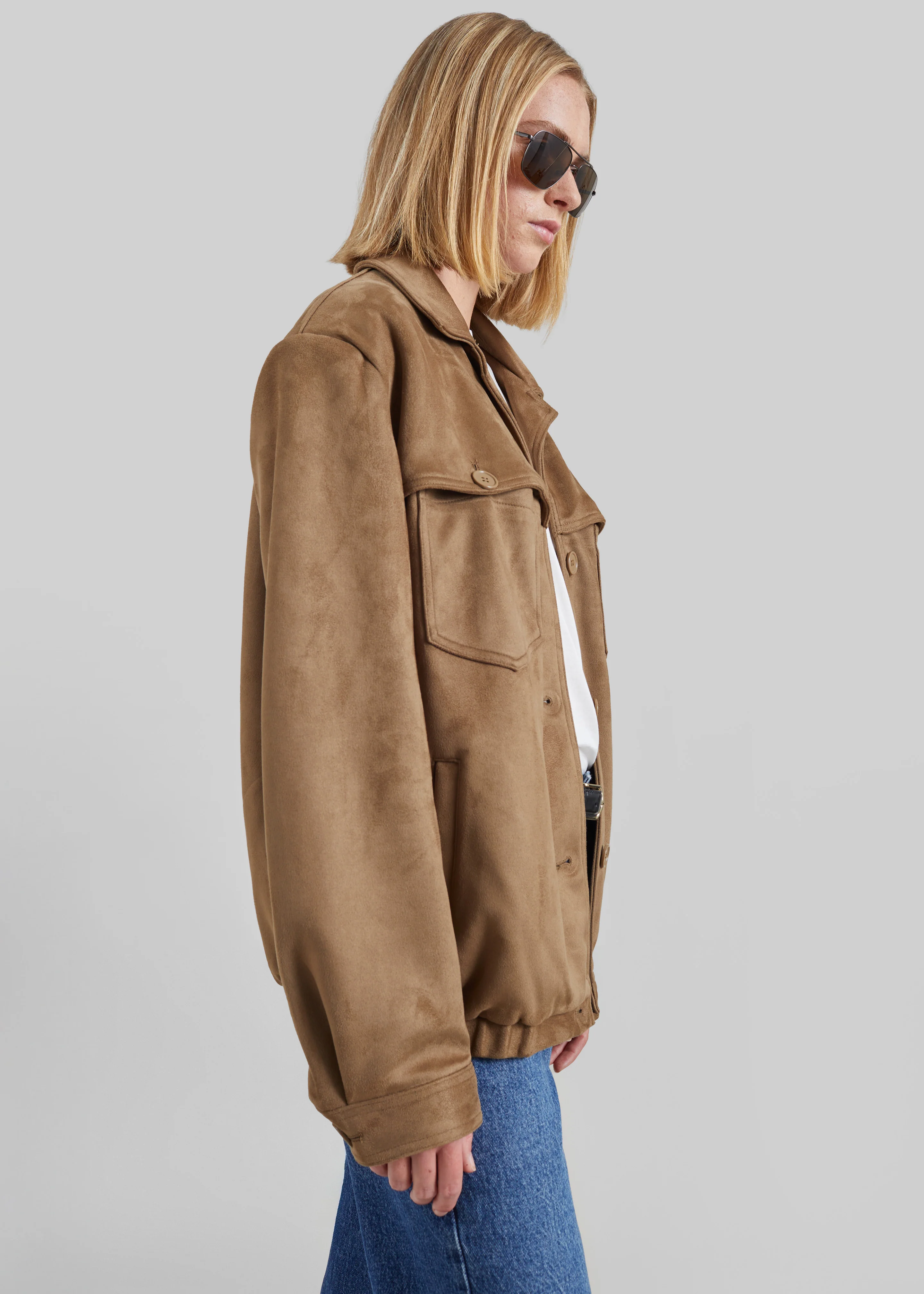 Hester Faux Suede Jacket - Camel - Image 6