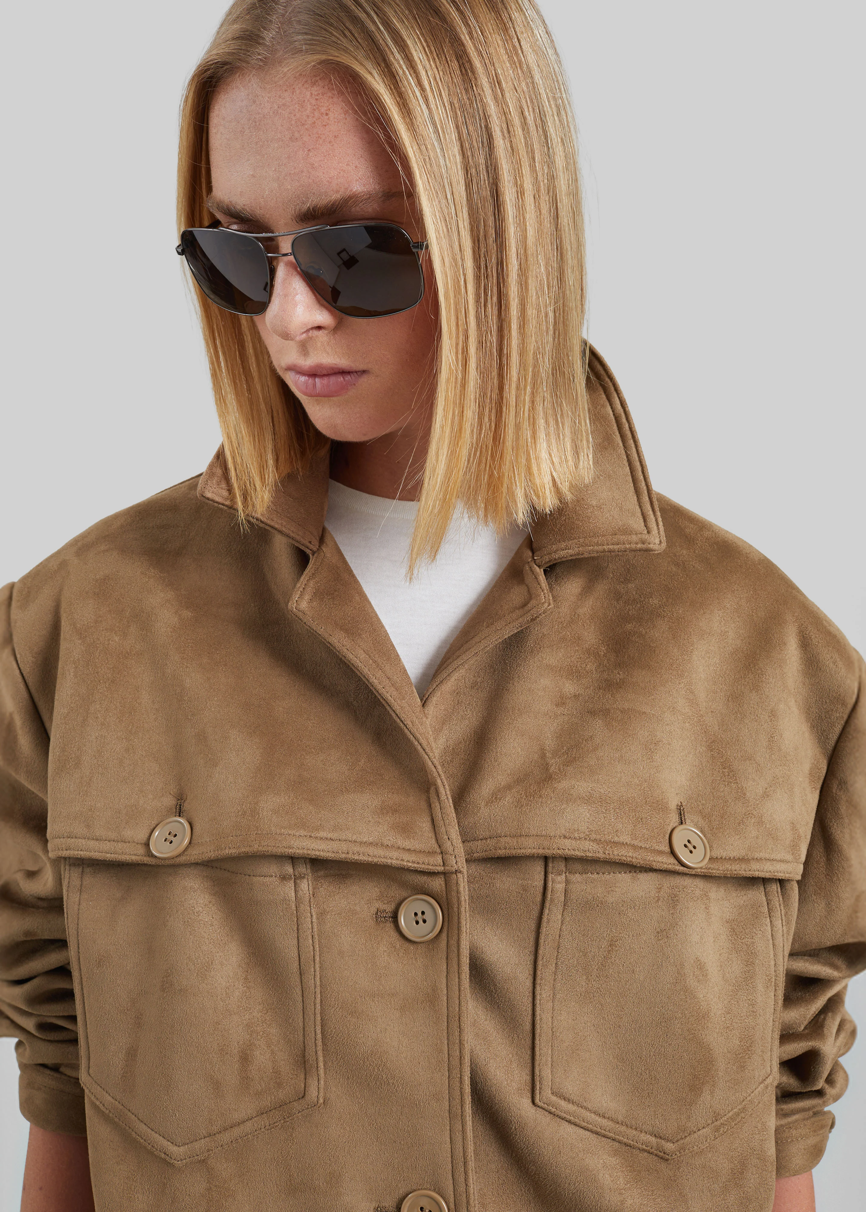 Hester Faux Suede Jacket - Camel - Image 8