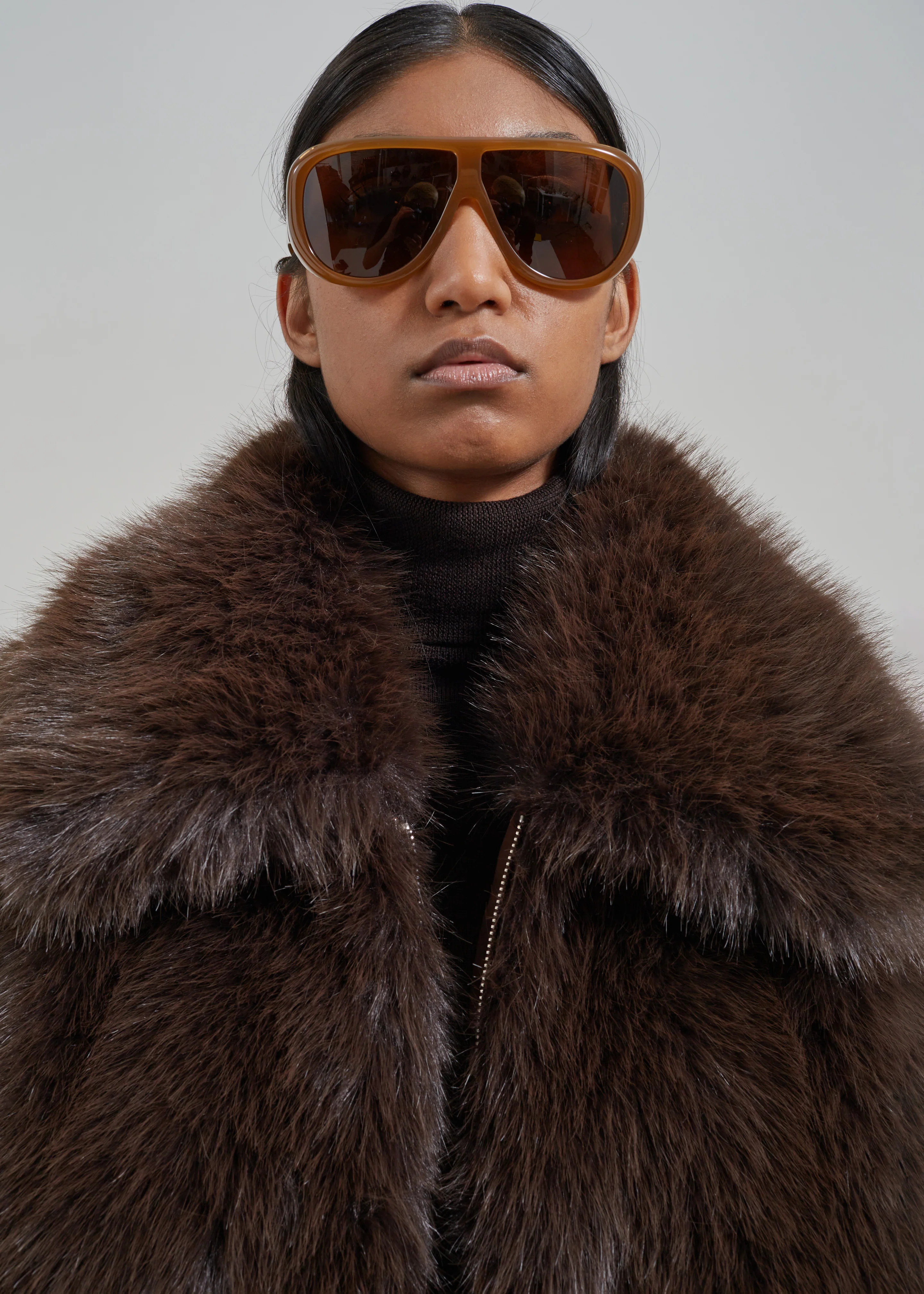 Hope Faux Fur Jacket - Brown - Image 2
