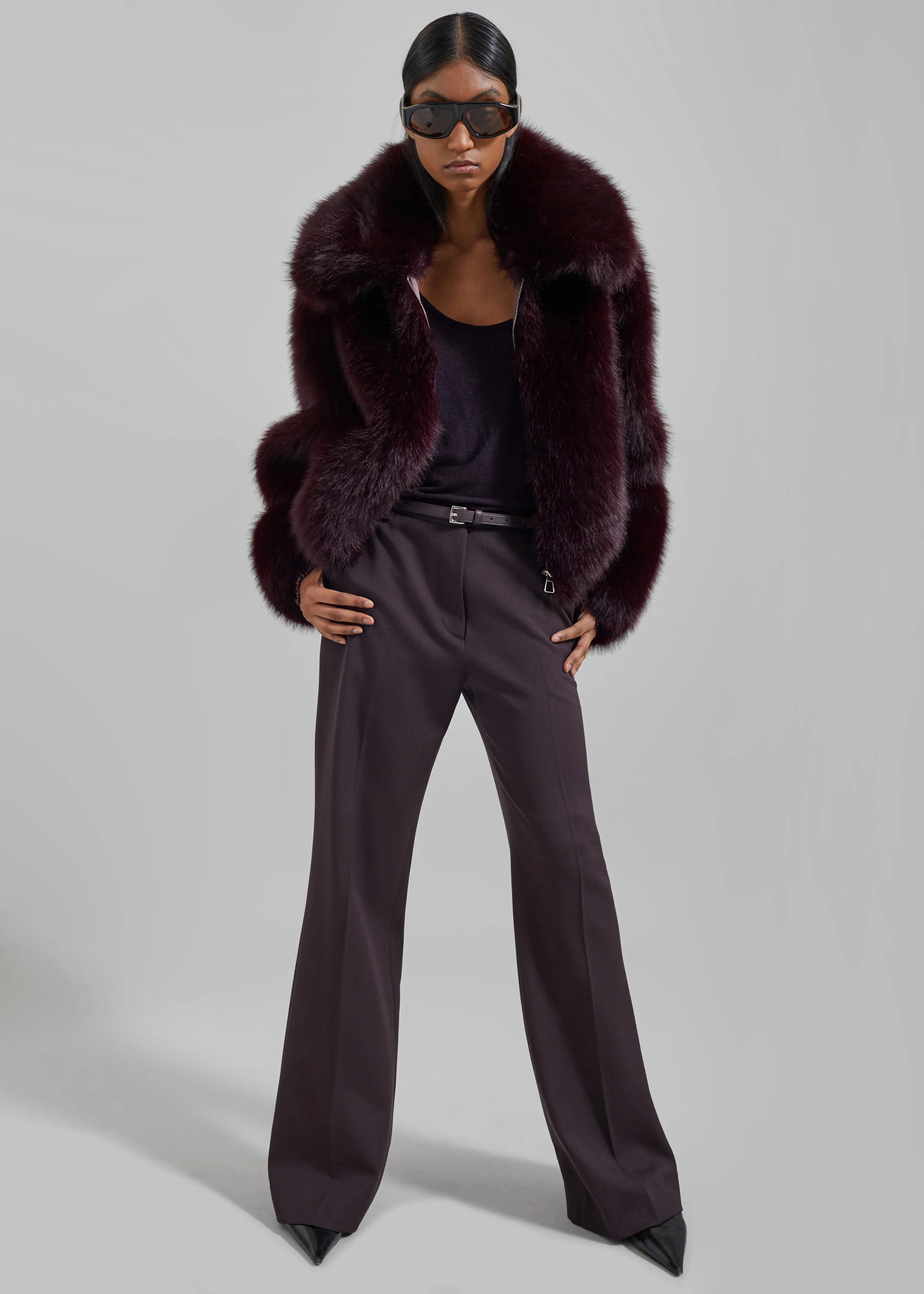 Hope Faux Fur Jacket - Dark Plum