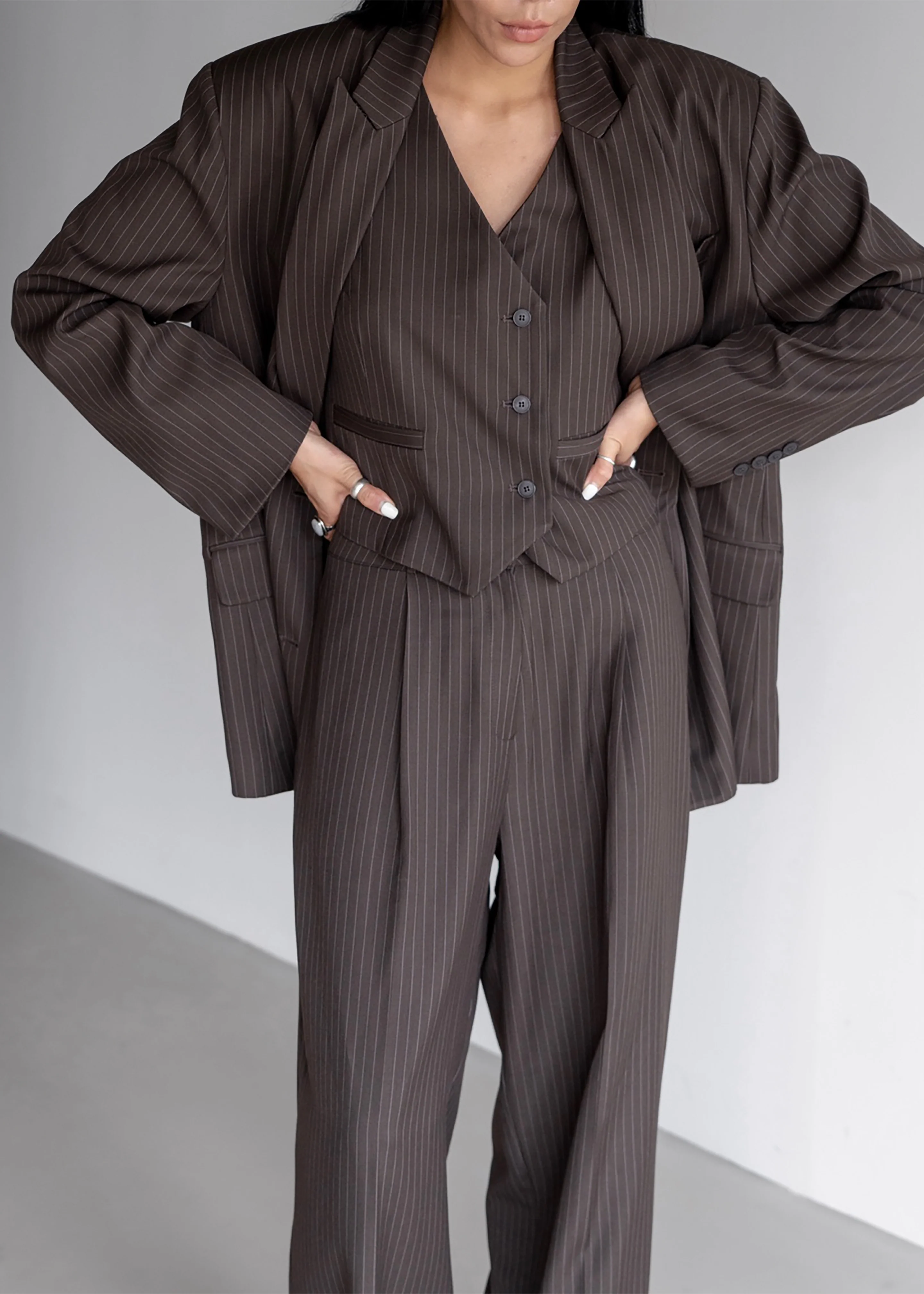 Ivey Vest - Brown/White Pinstripe - Image 10
