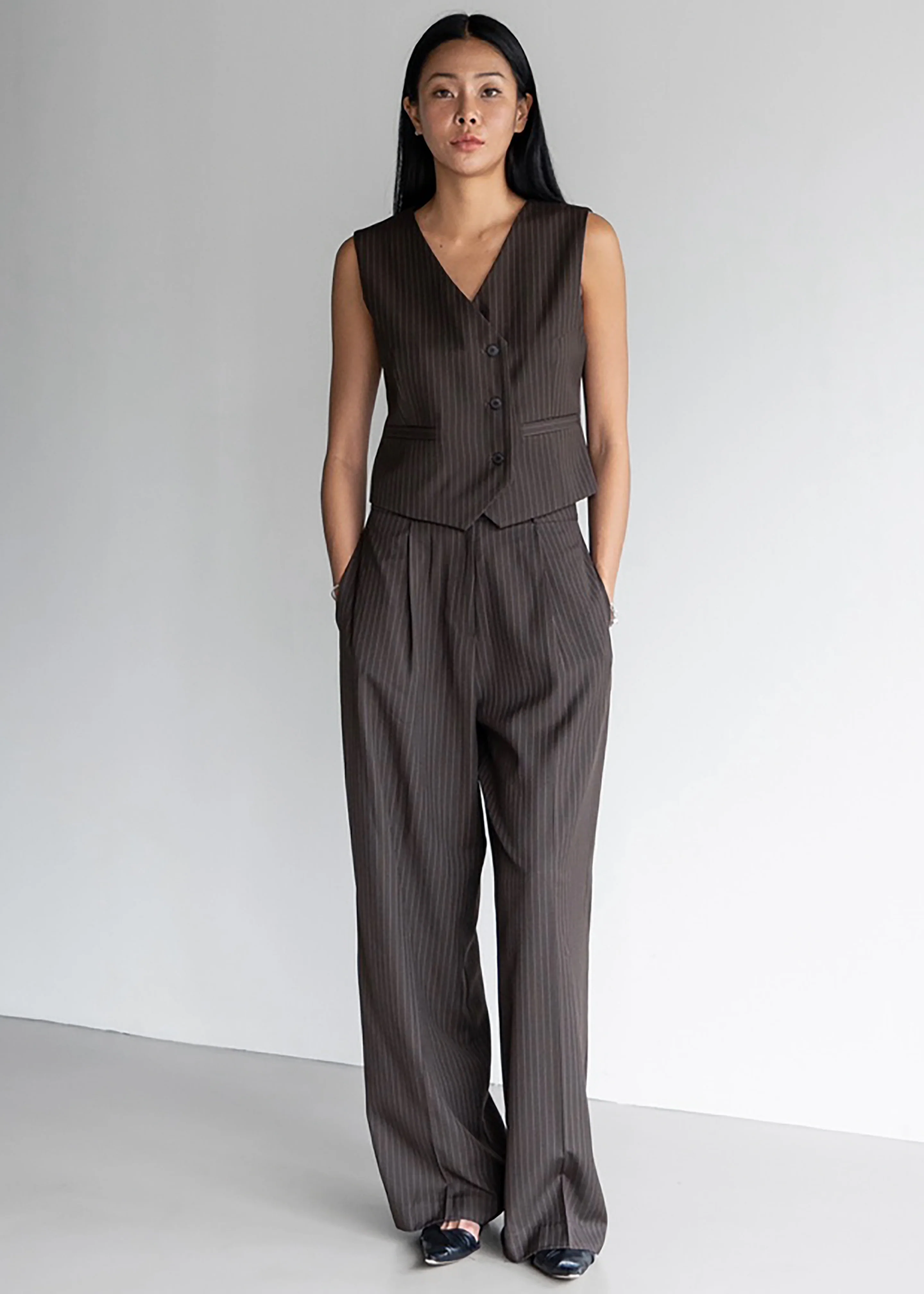Ivey Vest - Brown/White Pinstripe - Image 11