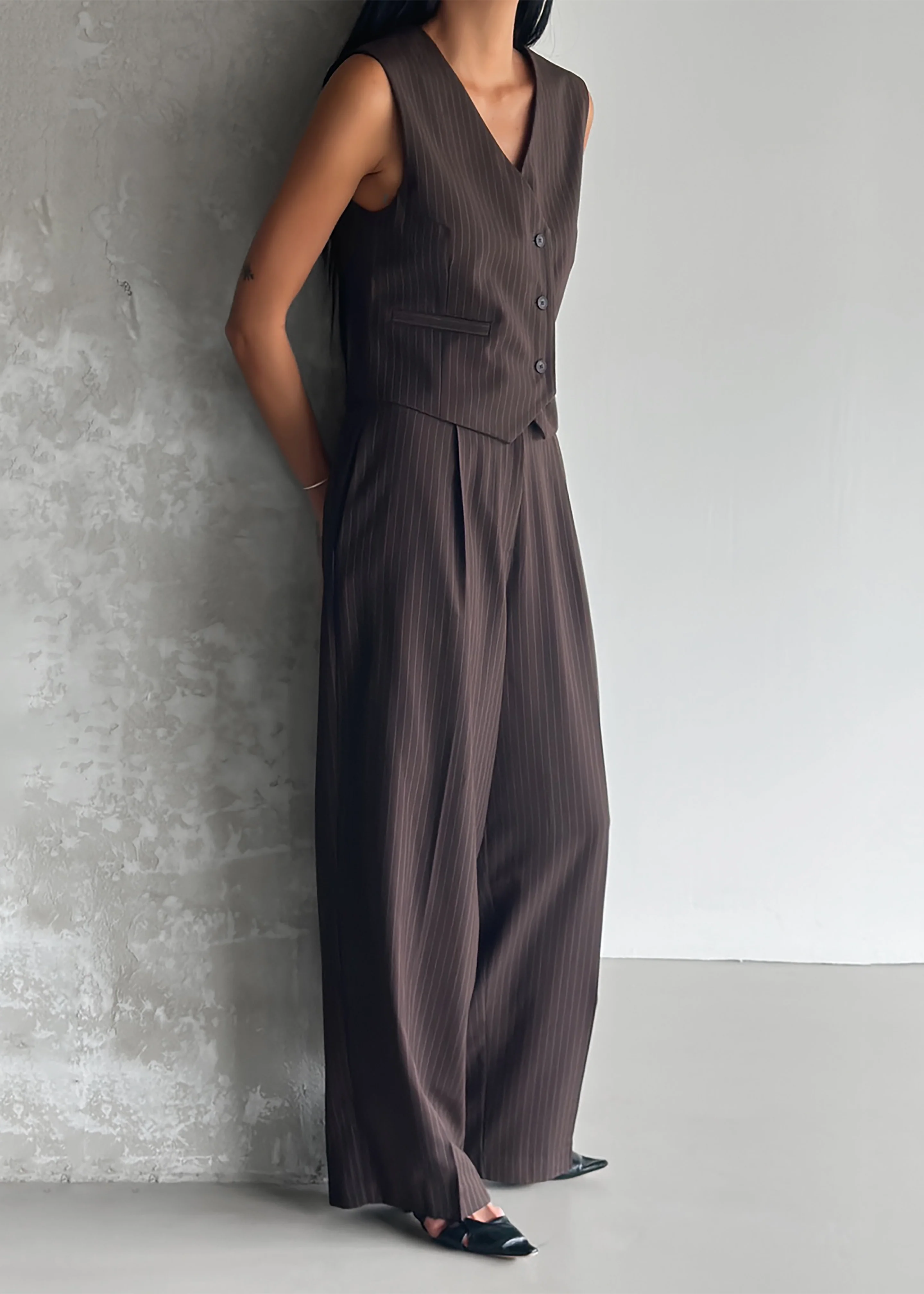 Ivey Vest - Brown/White Pinstripe - Image 12