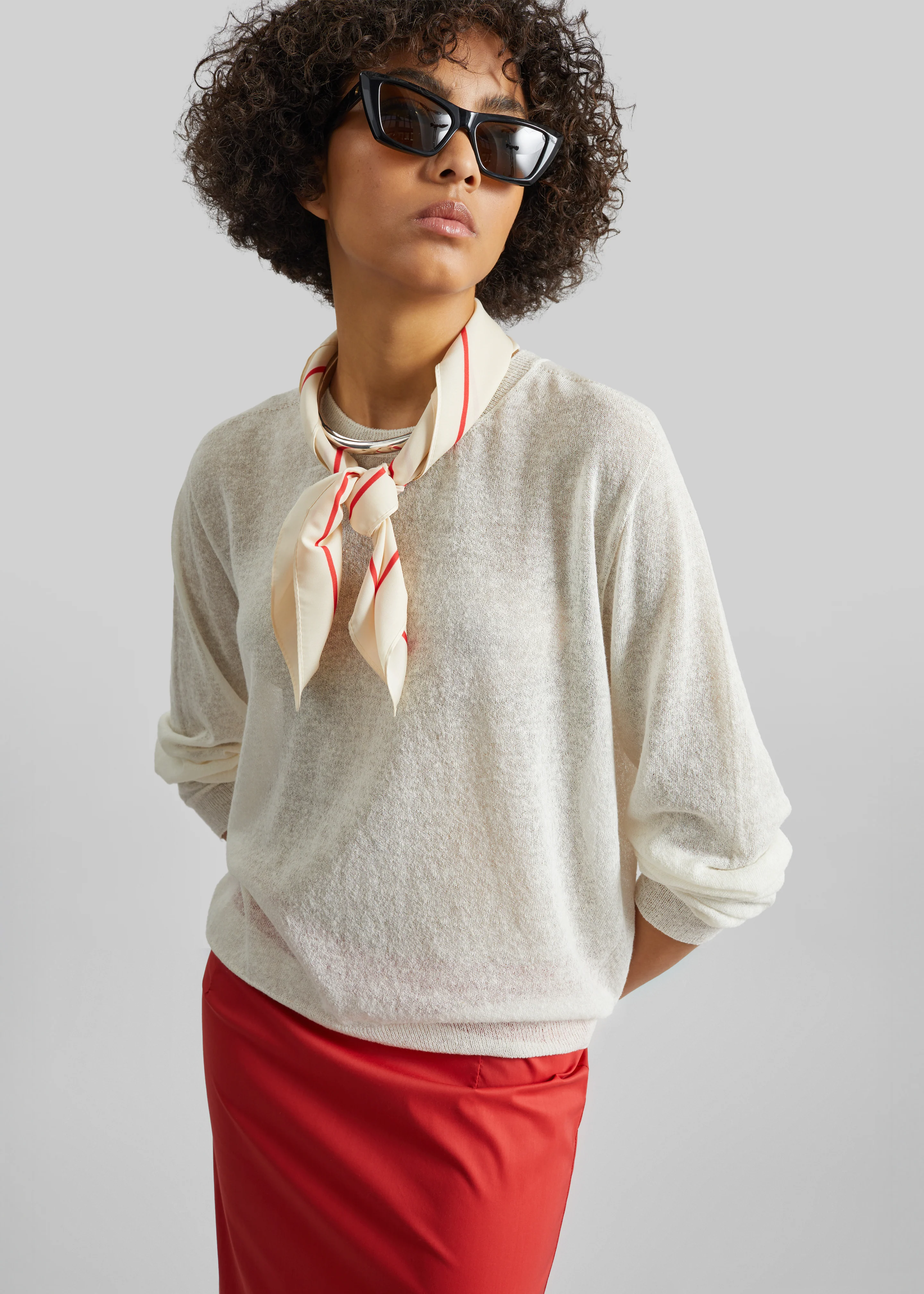 Ivrea Sheer Knit Top - Ivory
