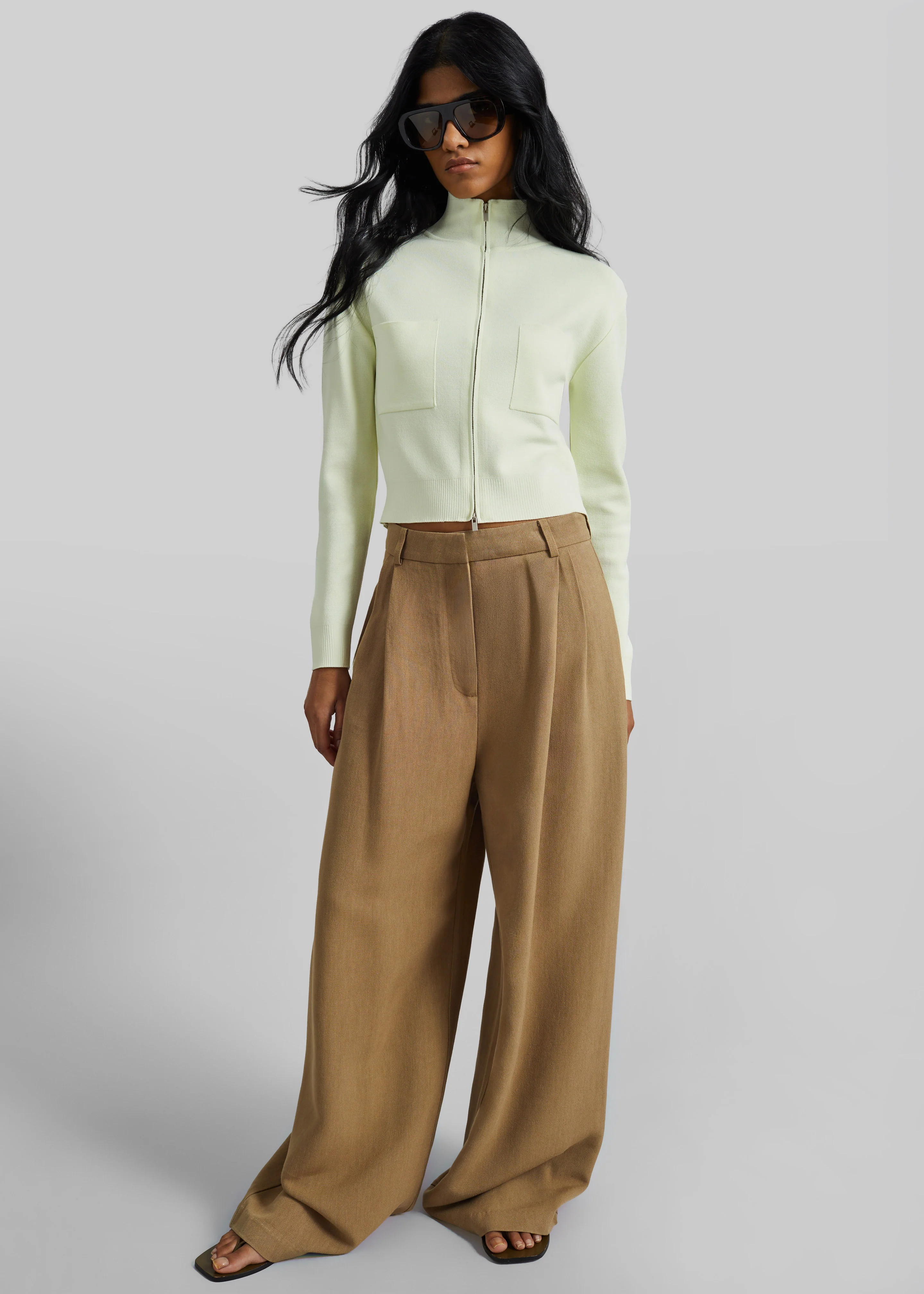 Juilly Knit Zip Cardigan - Pale Yellow