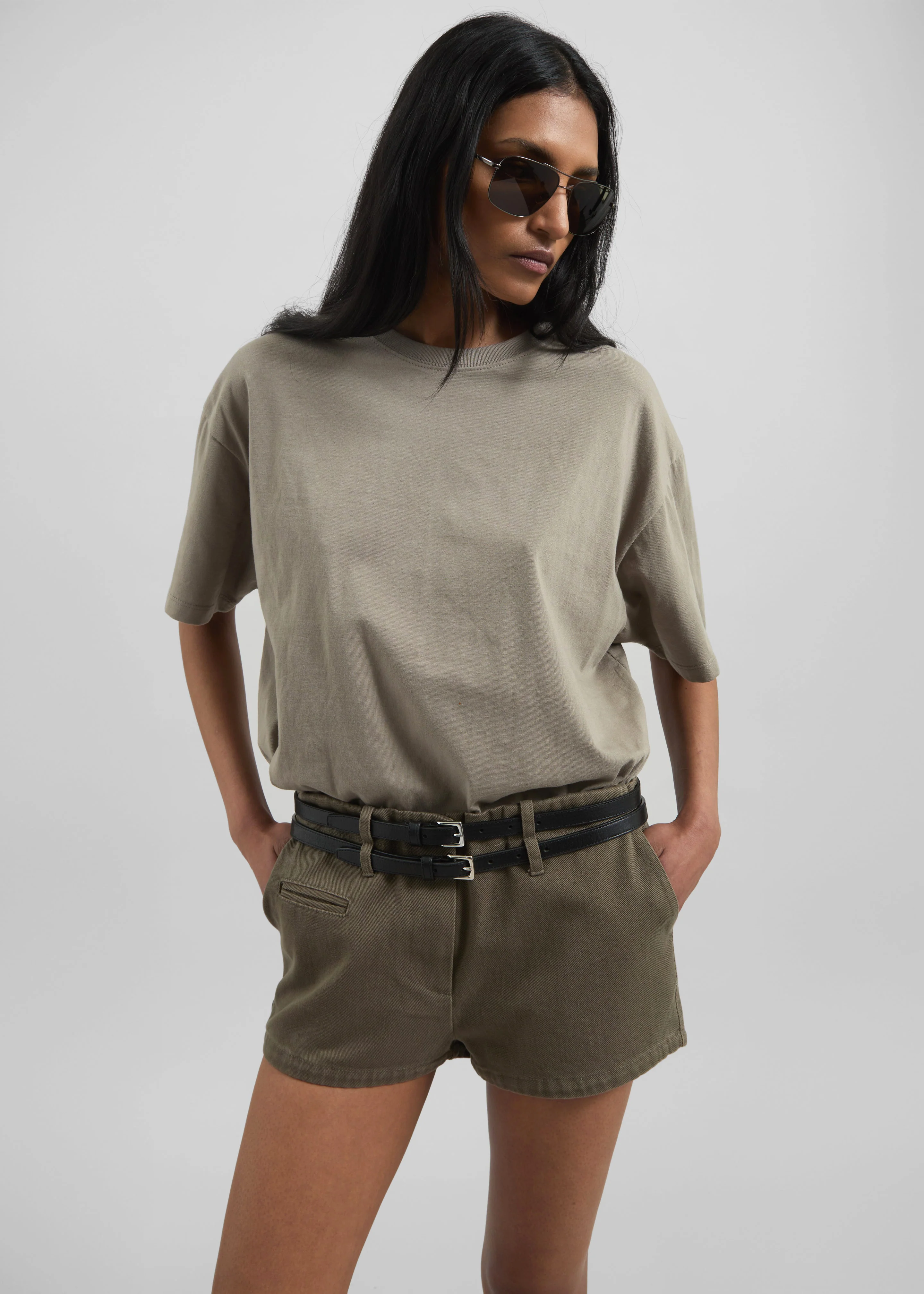 Kael Denim Shorts - Khaki