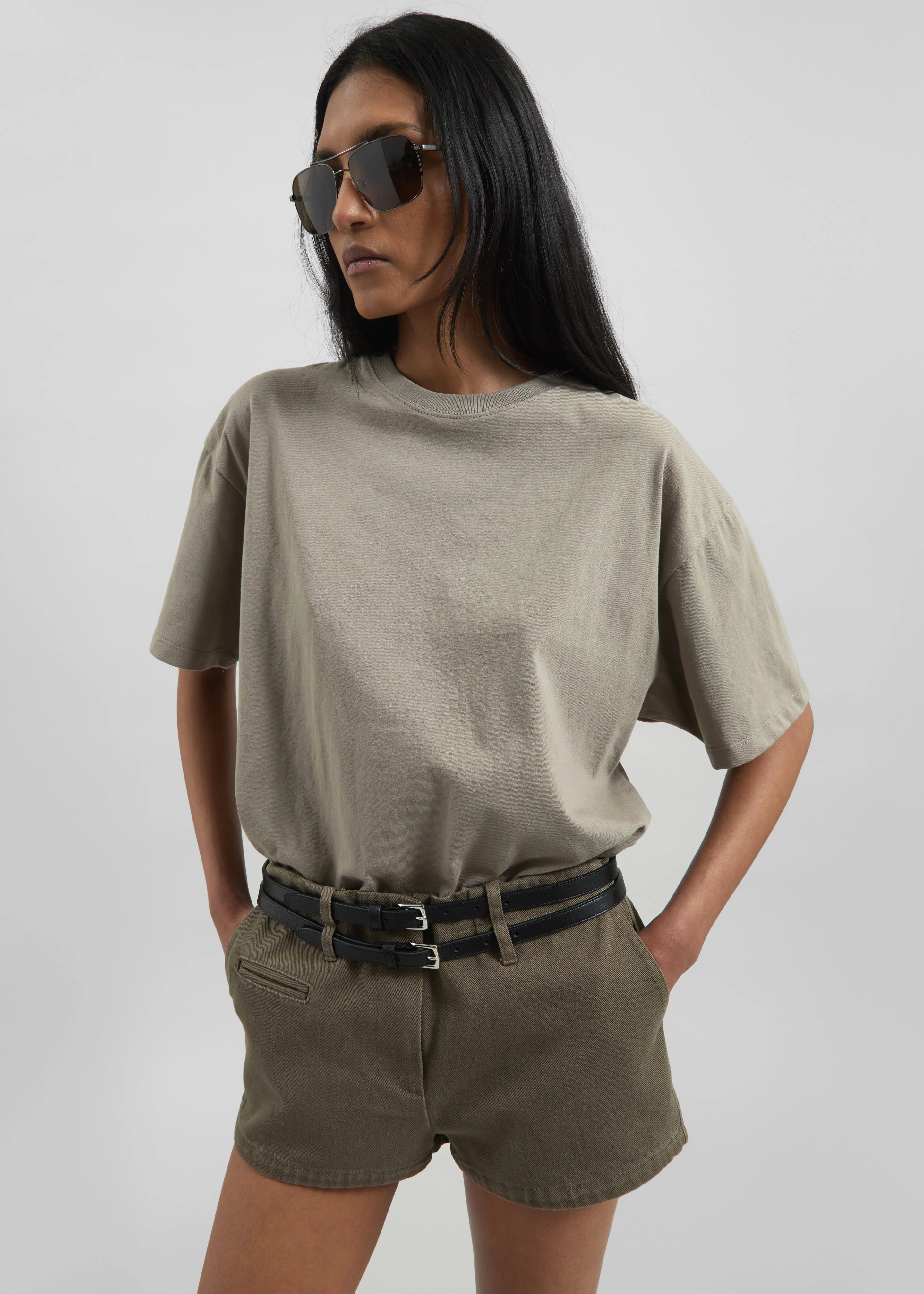 Kael Denim Shorts - Khaki - Image 4