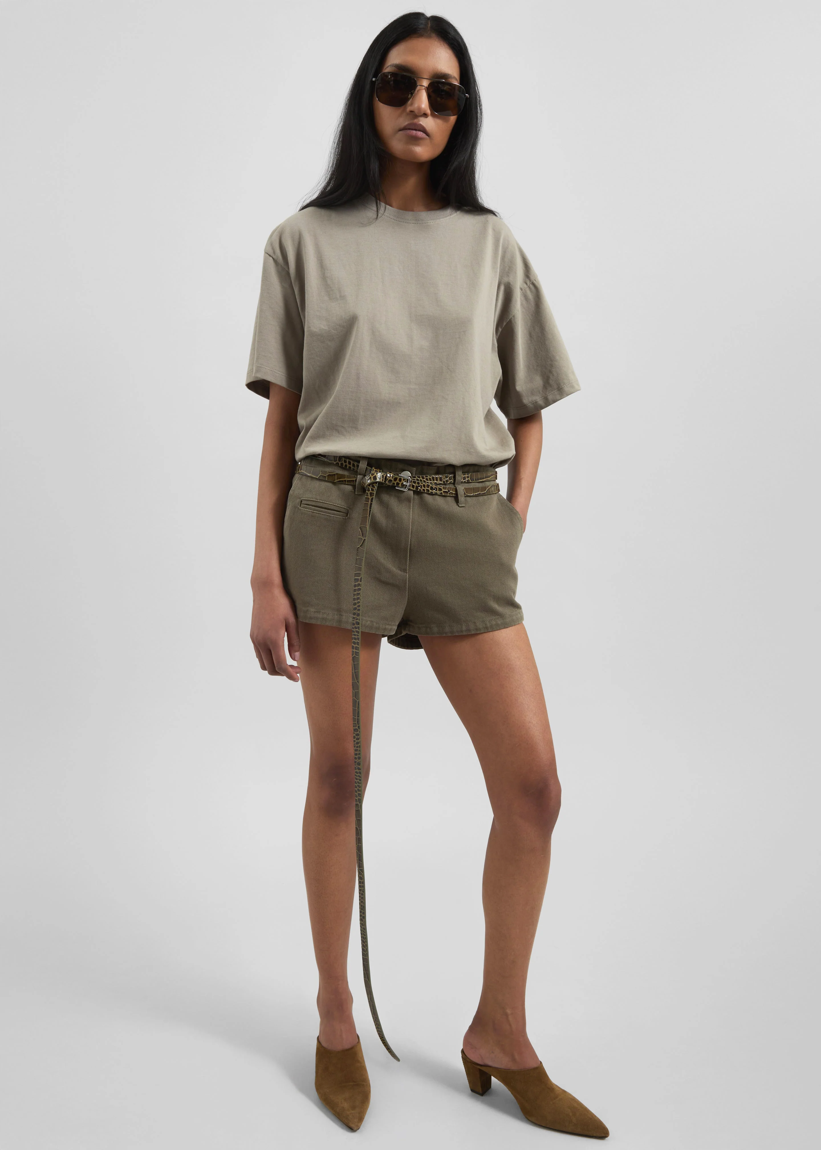 Kael Denim Shorts - Khaki - Image 5