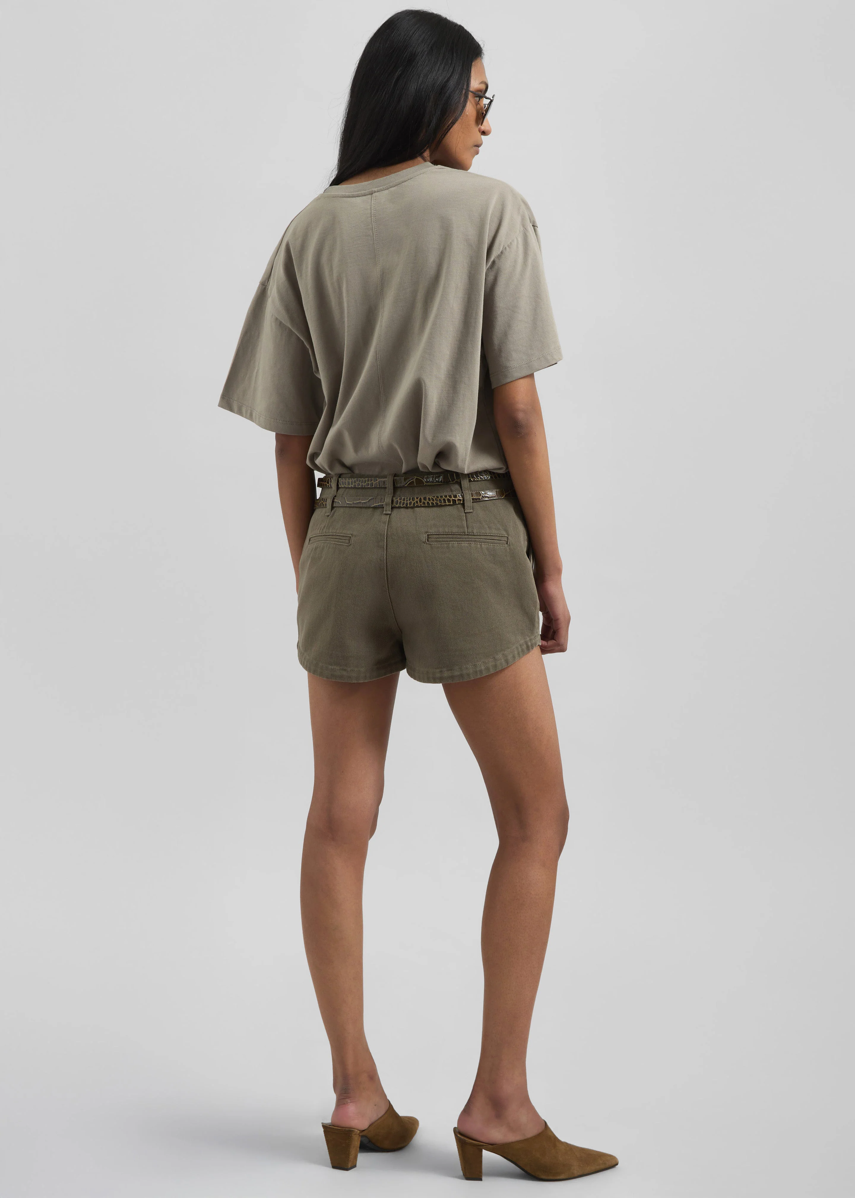 Kael Denim Shorts - Khaki - Image 6