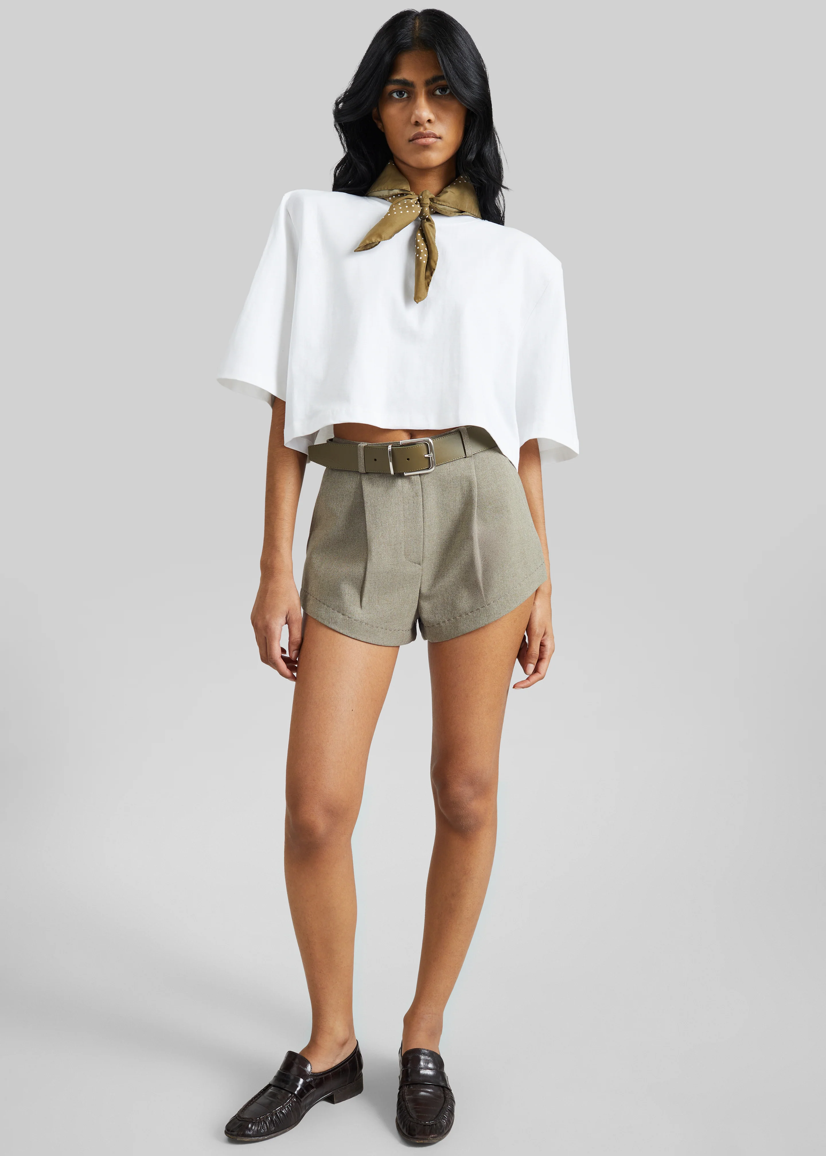 Kelan Padded Cropped Tee - White - Image 3