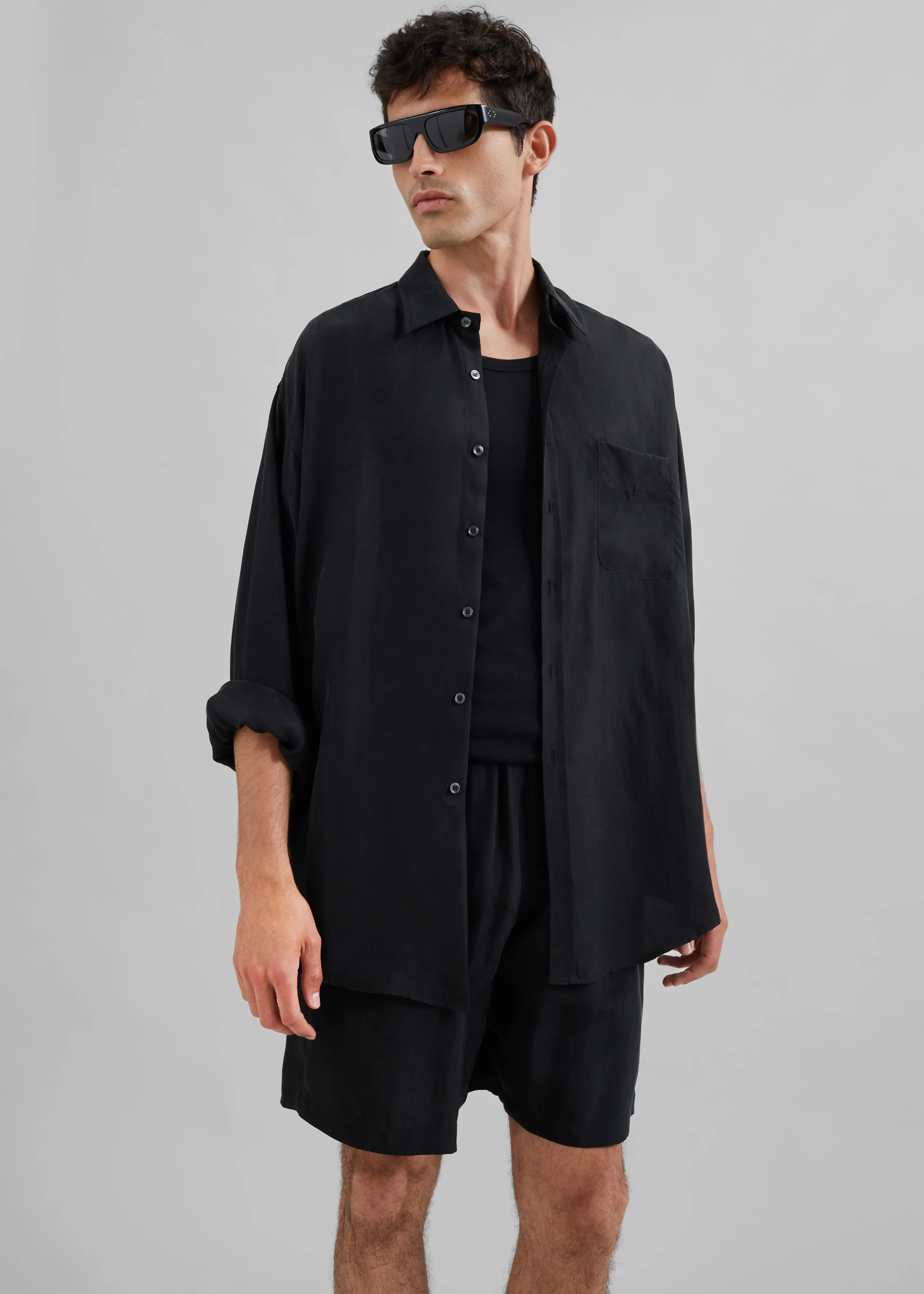 Leland Silky Shirt - Black - Image 5