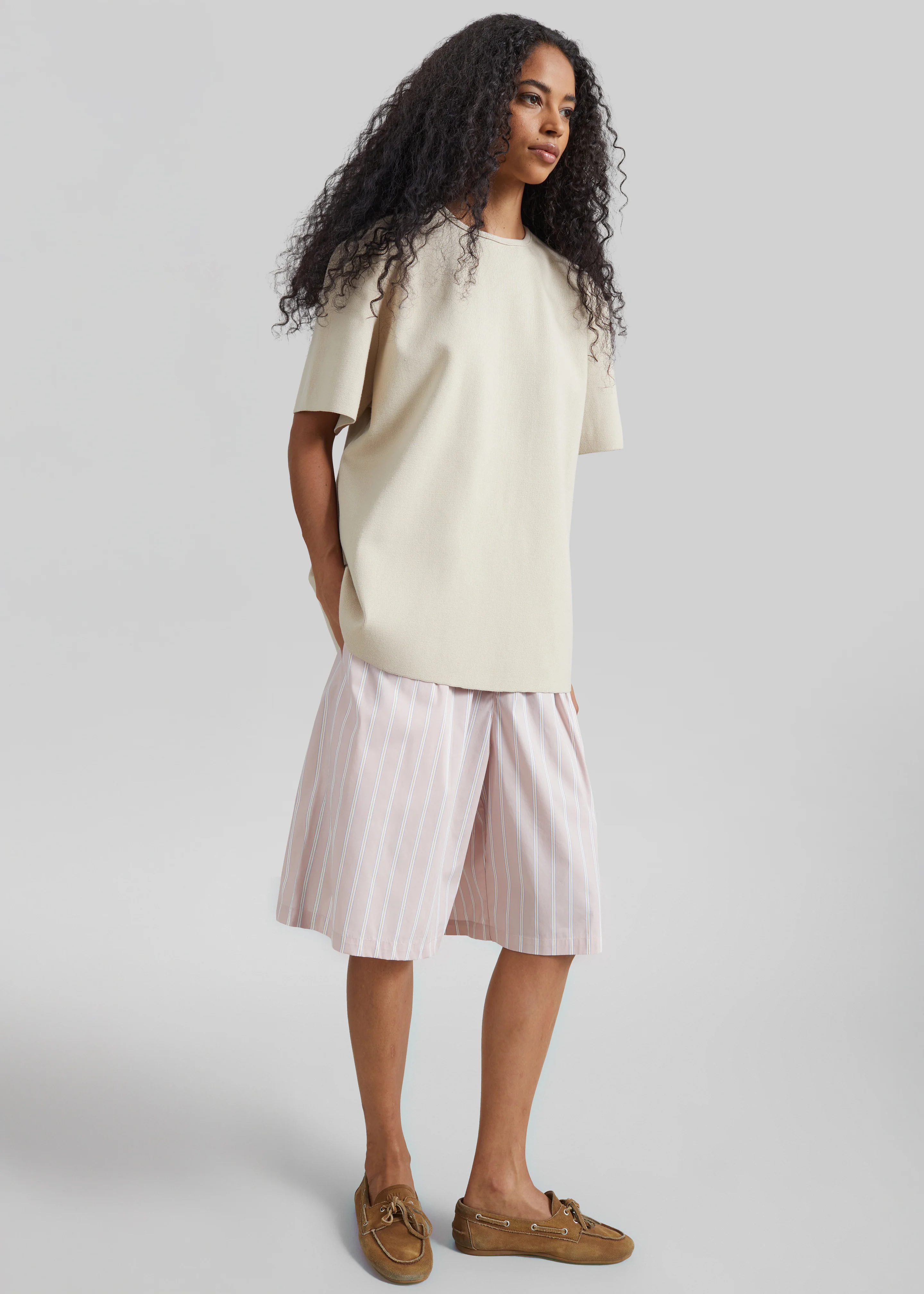 Leni Knit Oversized Top - Beige - Image 8