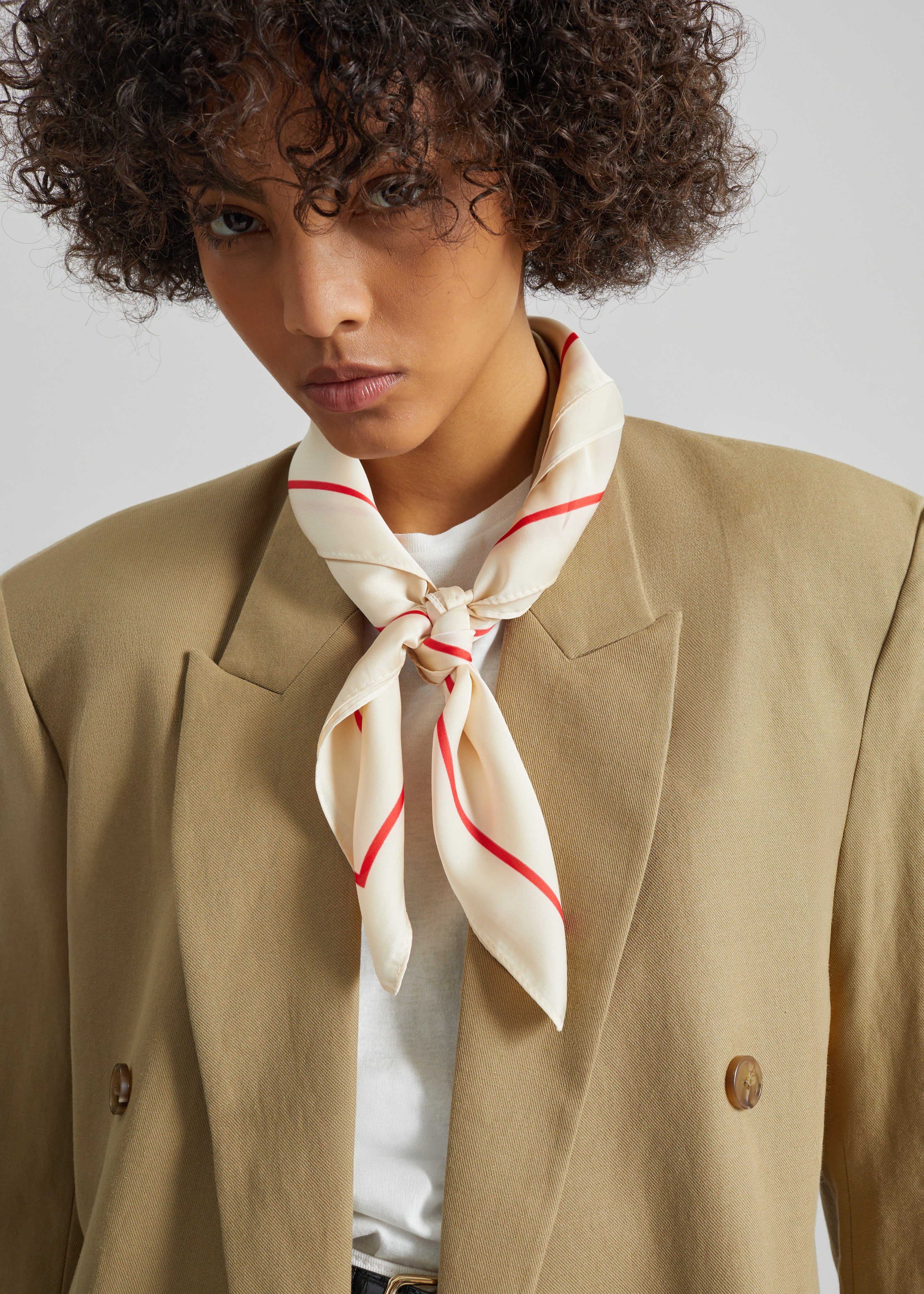 Lerici Square Scarf - Ivory/Red - Image 3