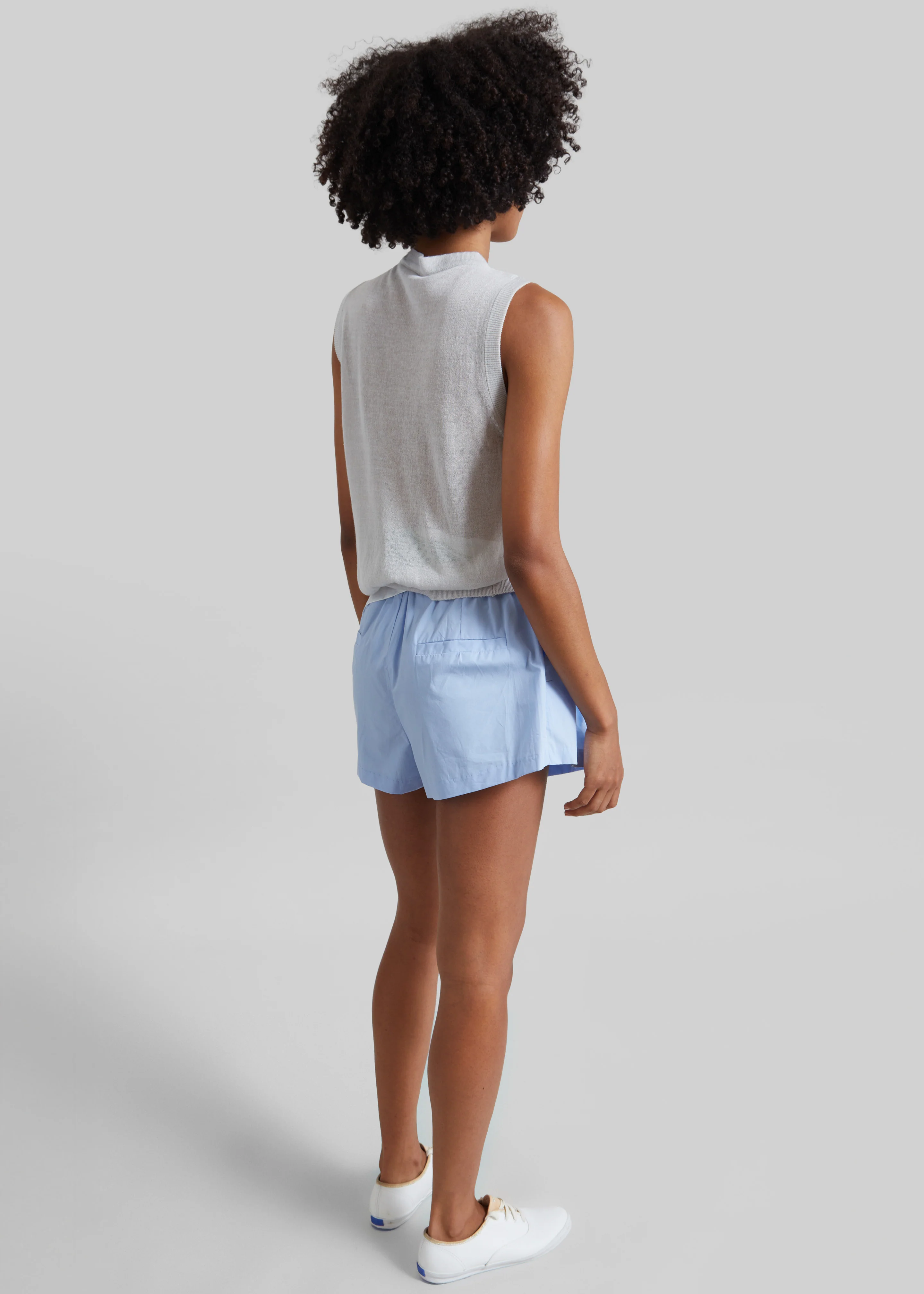 Lesina Sheer Knit Sleeveless Cardigan - Light Grey - Image 7