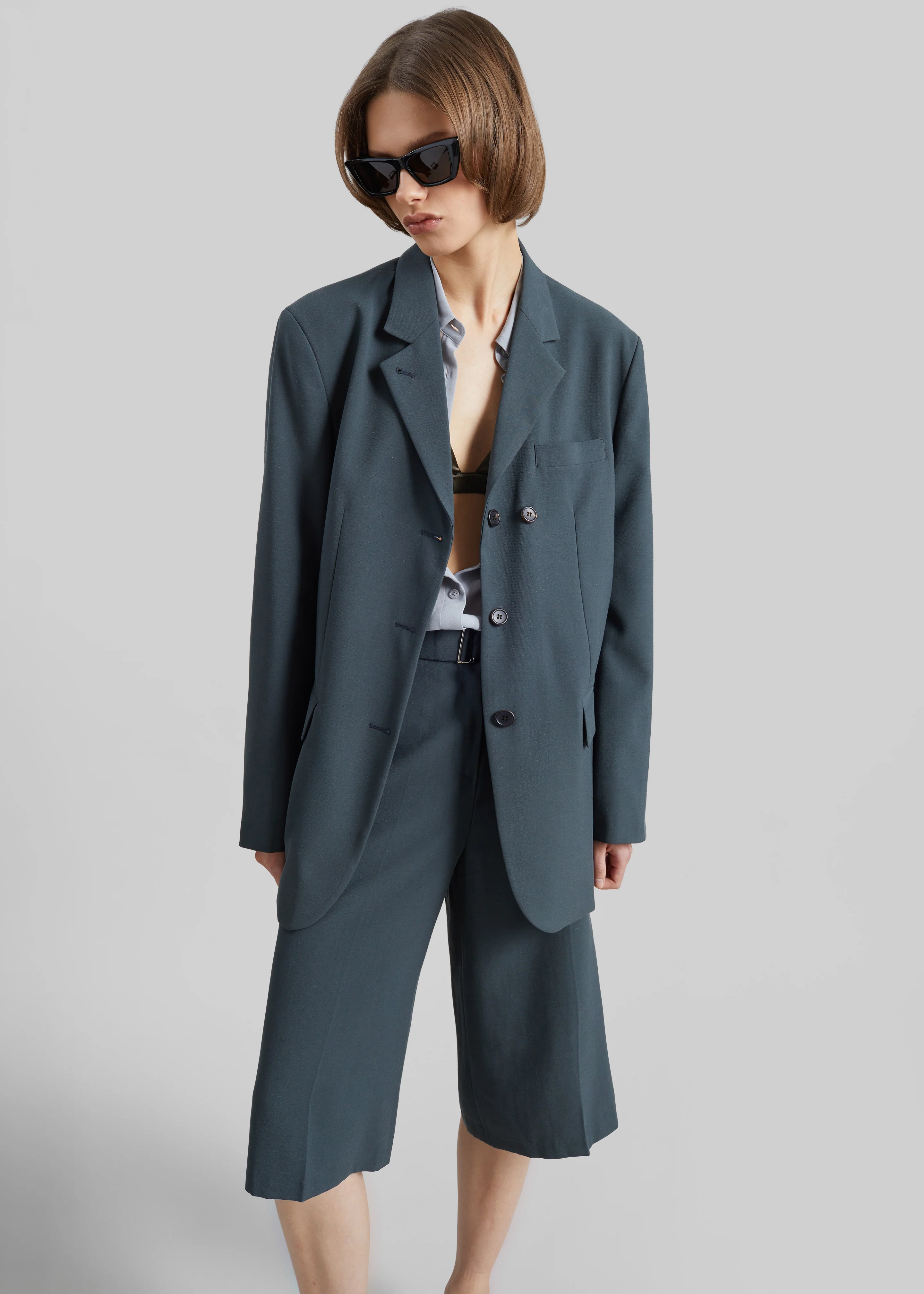Lioni Oversized Padded Blazer - Deep Teal - Image 4