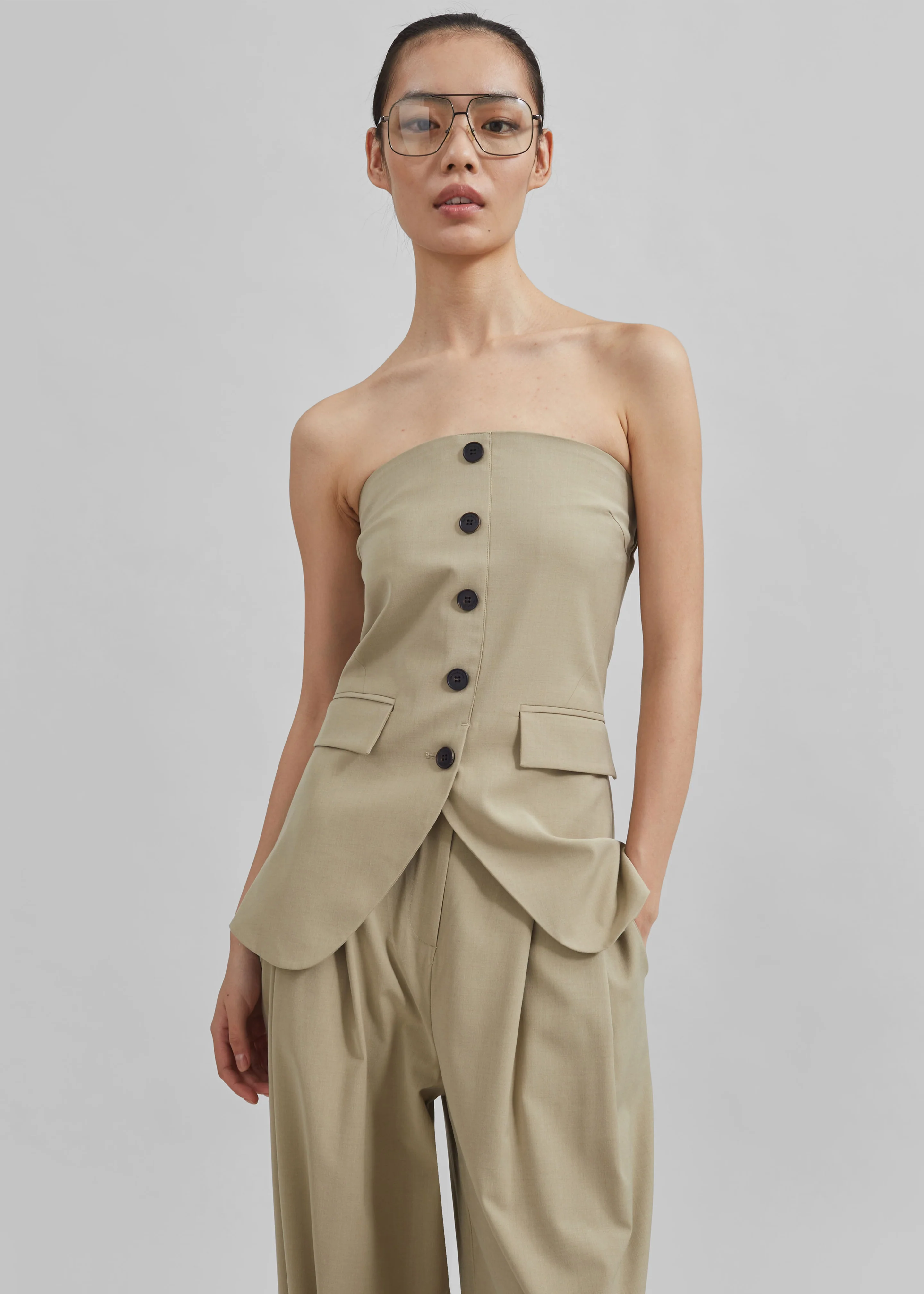 Livvy Strapless Vest - Beige - Image 4