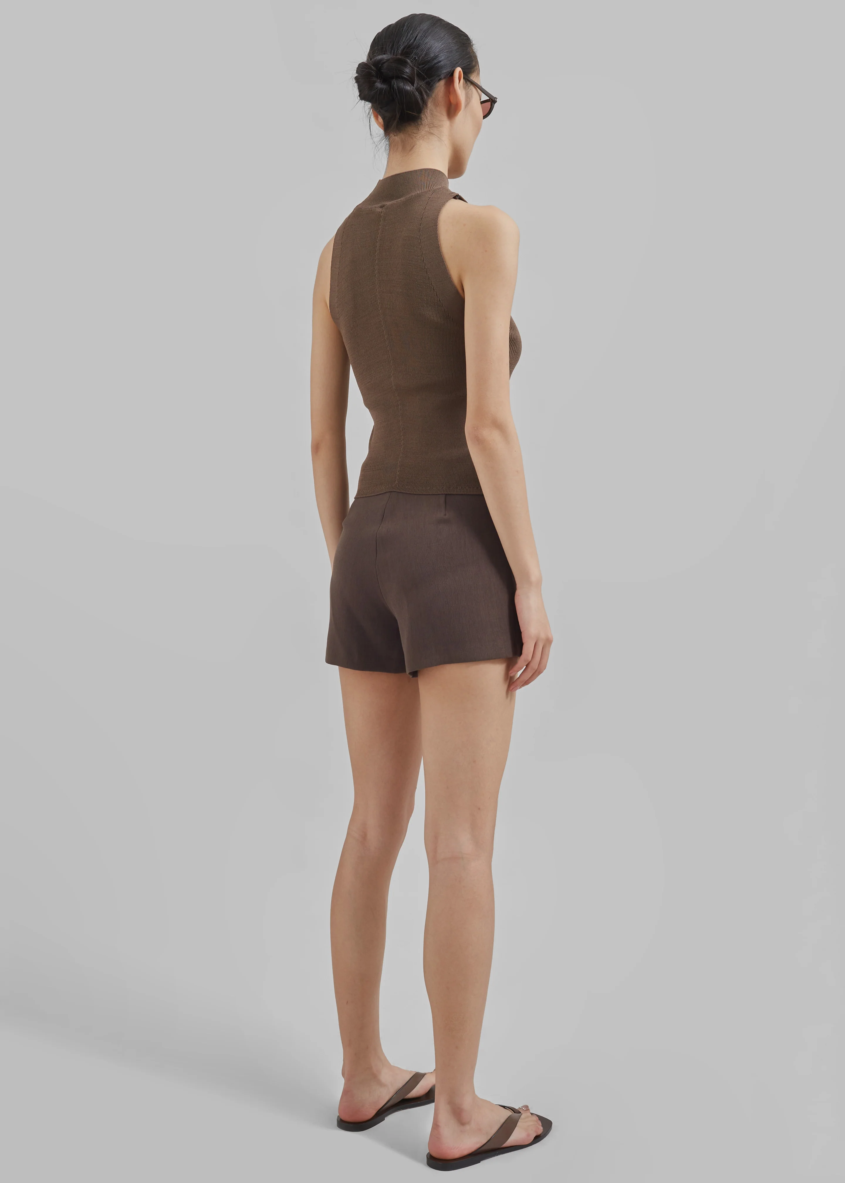Louise Drawstring Shorts - Brown - Image 11