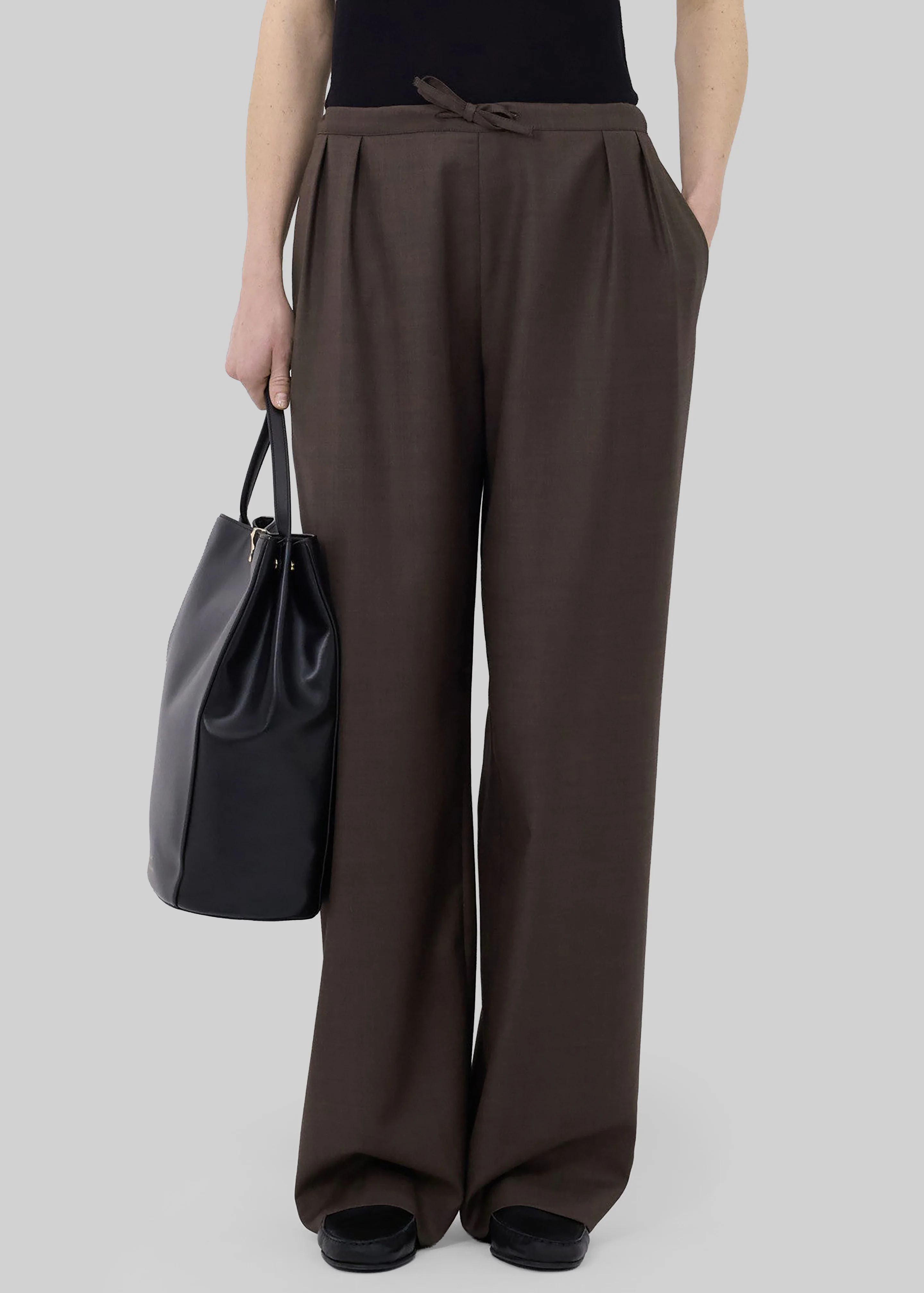 Loulou de Saison Cove LDS Wide Pants - Brown Melange - Image 2