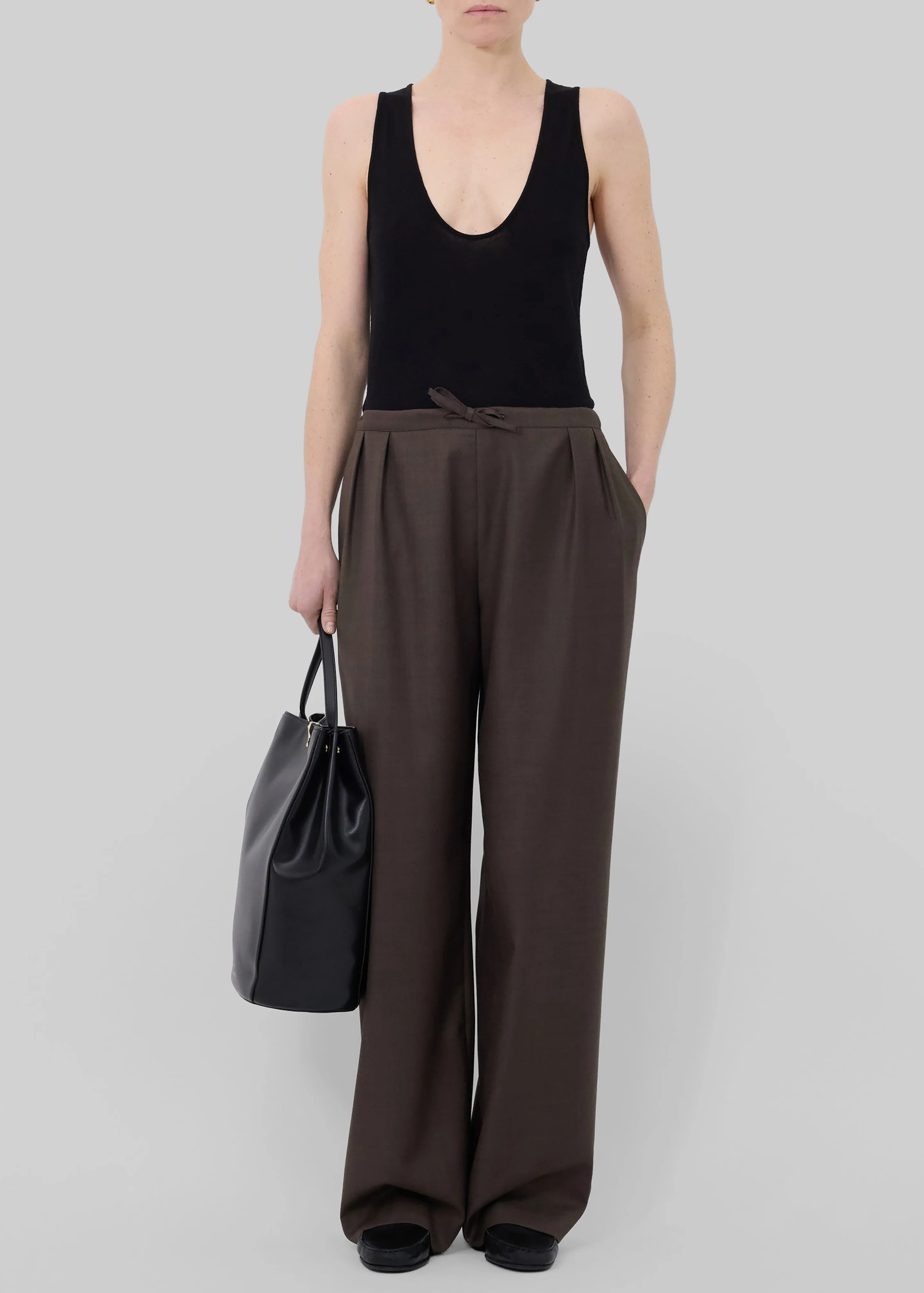 Loulou de Saison Cove LDS Wide Pants - Brown Melange - Image 3
