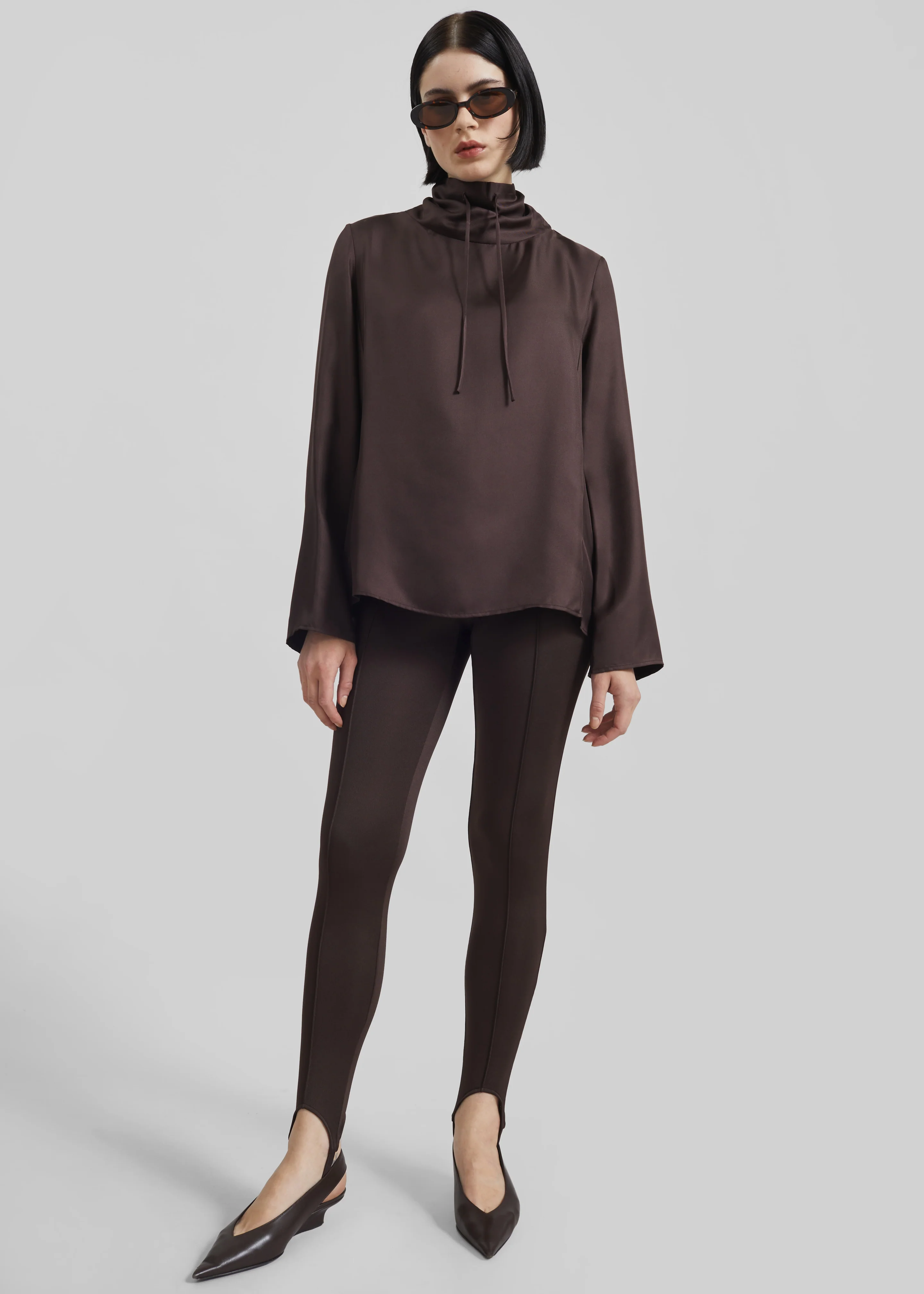 Loulou de Saison Cyna Silk Top - Brown - Image 4