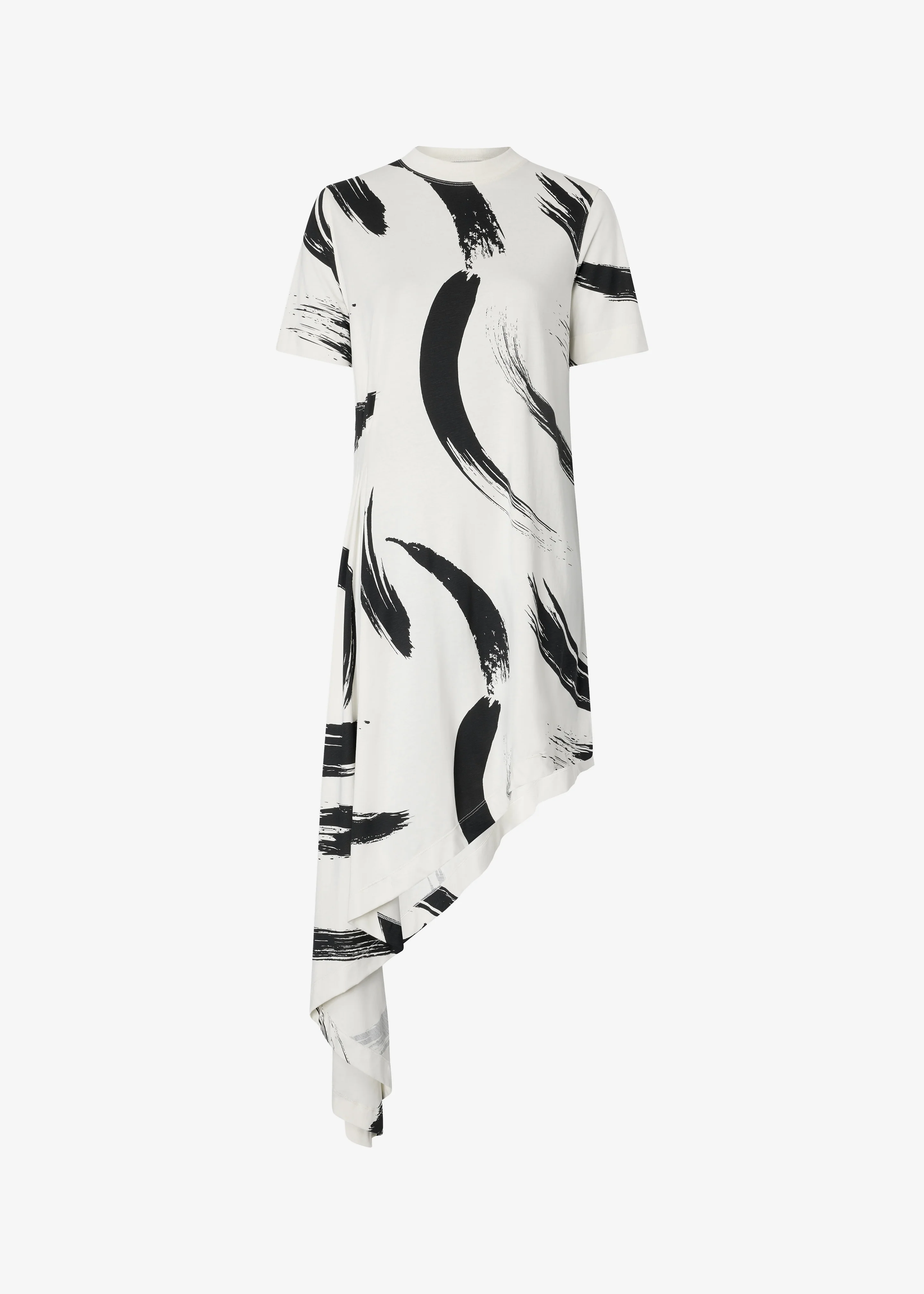 Loulou de Saison Liya Asymmetrical Cotton Dress - Ivory/Black - Image 8