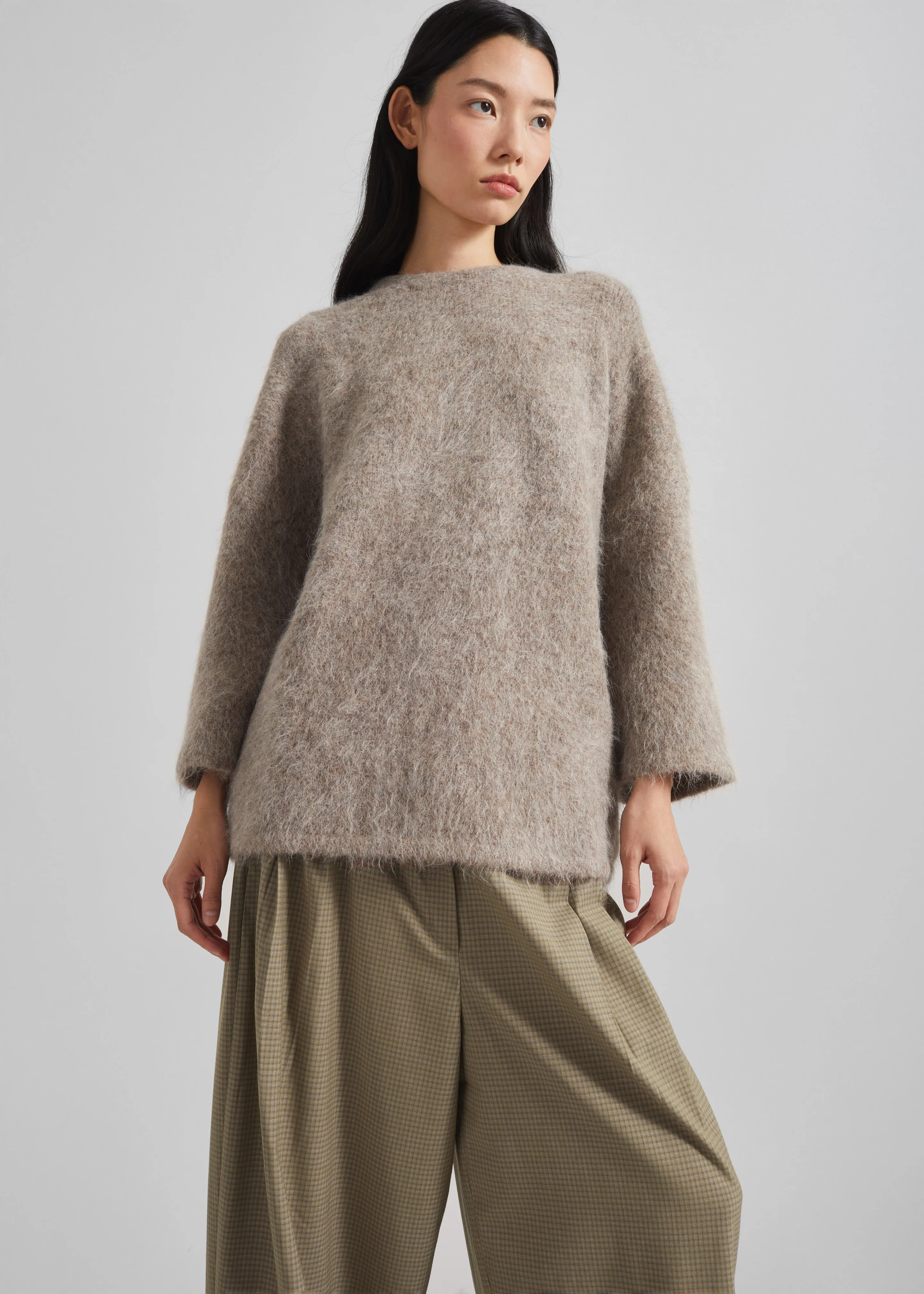 Loulou de Saison Mae Short Sleeve Sweater - Taupe Melange