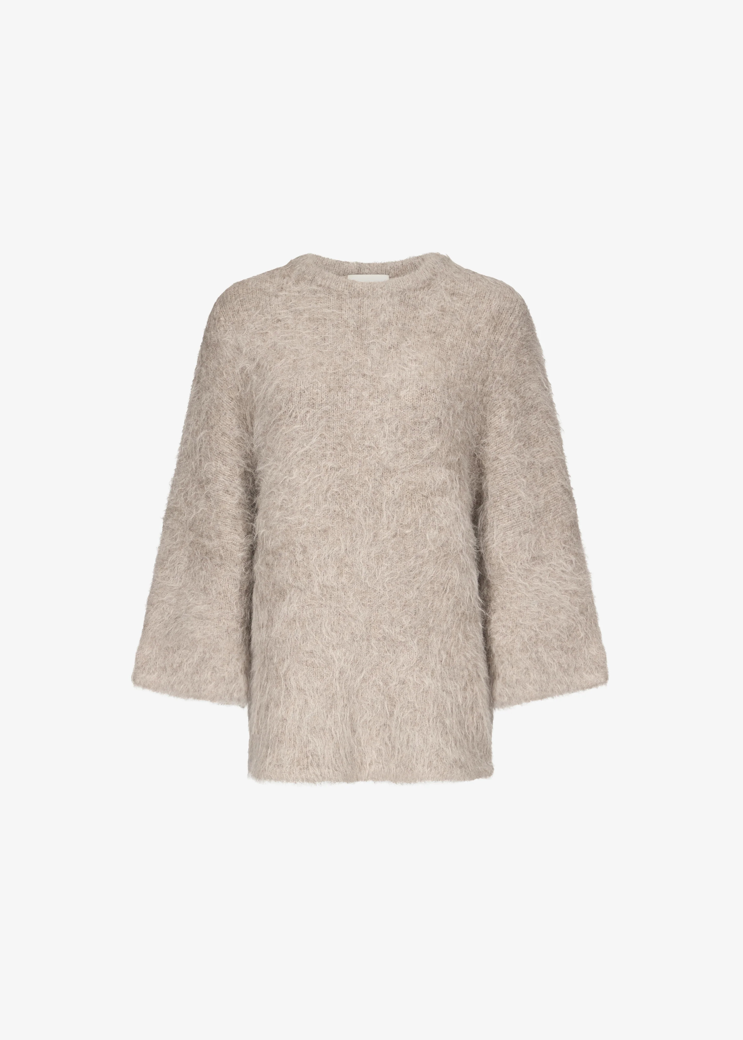 Loulou de Saison Mae Short Sleeve Sweater - Taupe Melange - Image 6