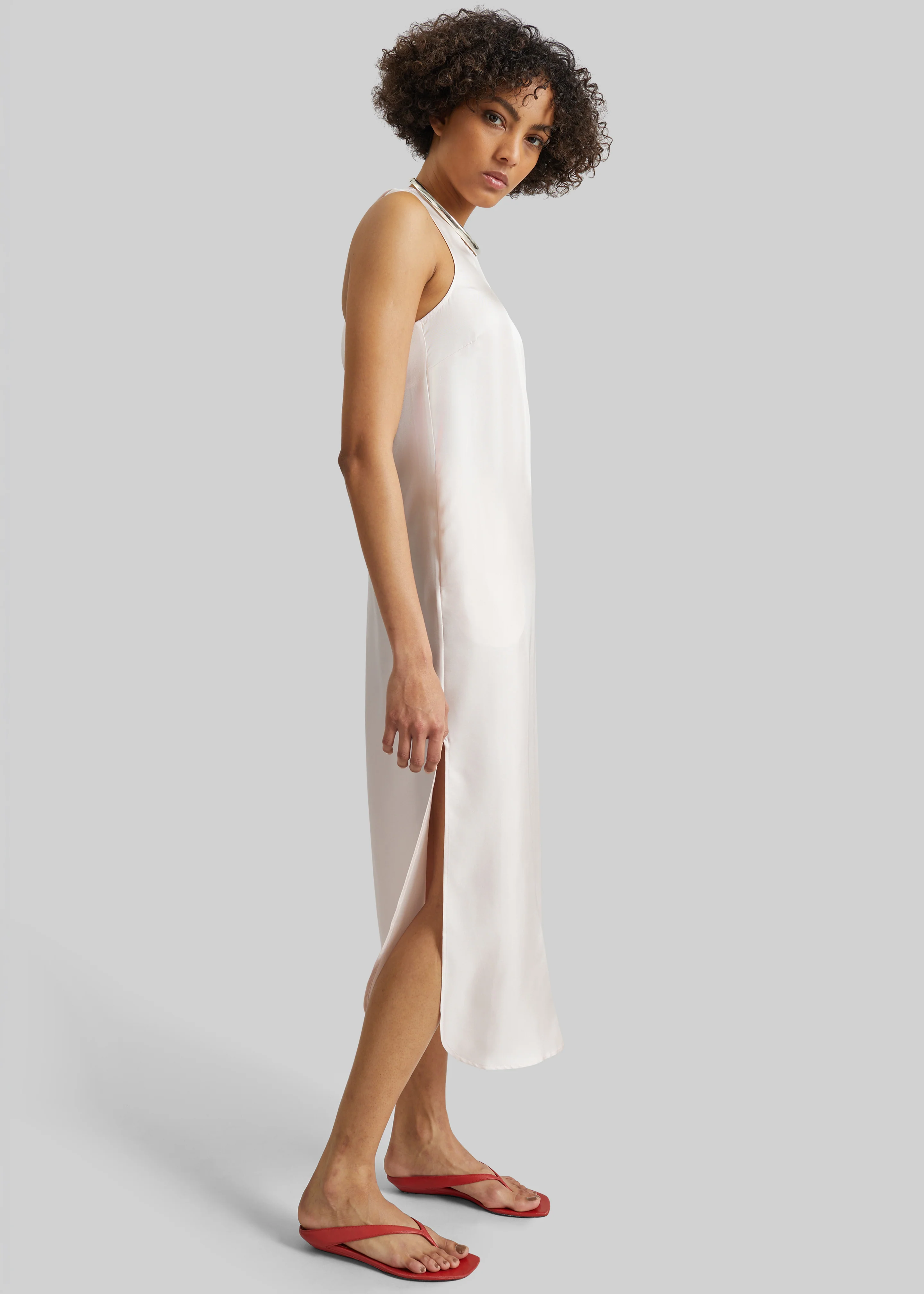 Loulou de Saison Paloma Long Silk Dress - Light Pink - Image 2