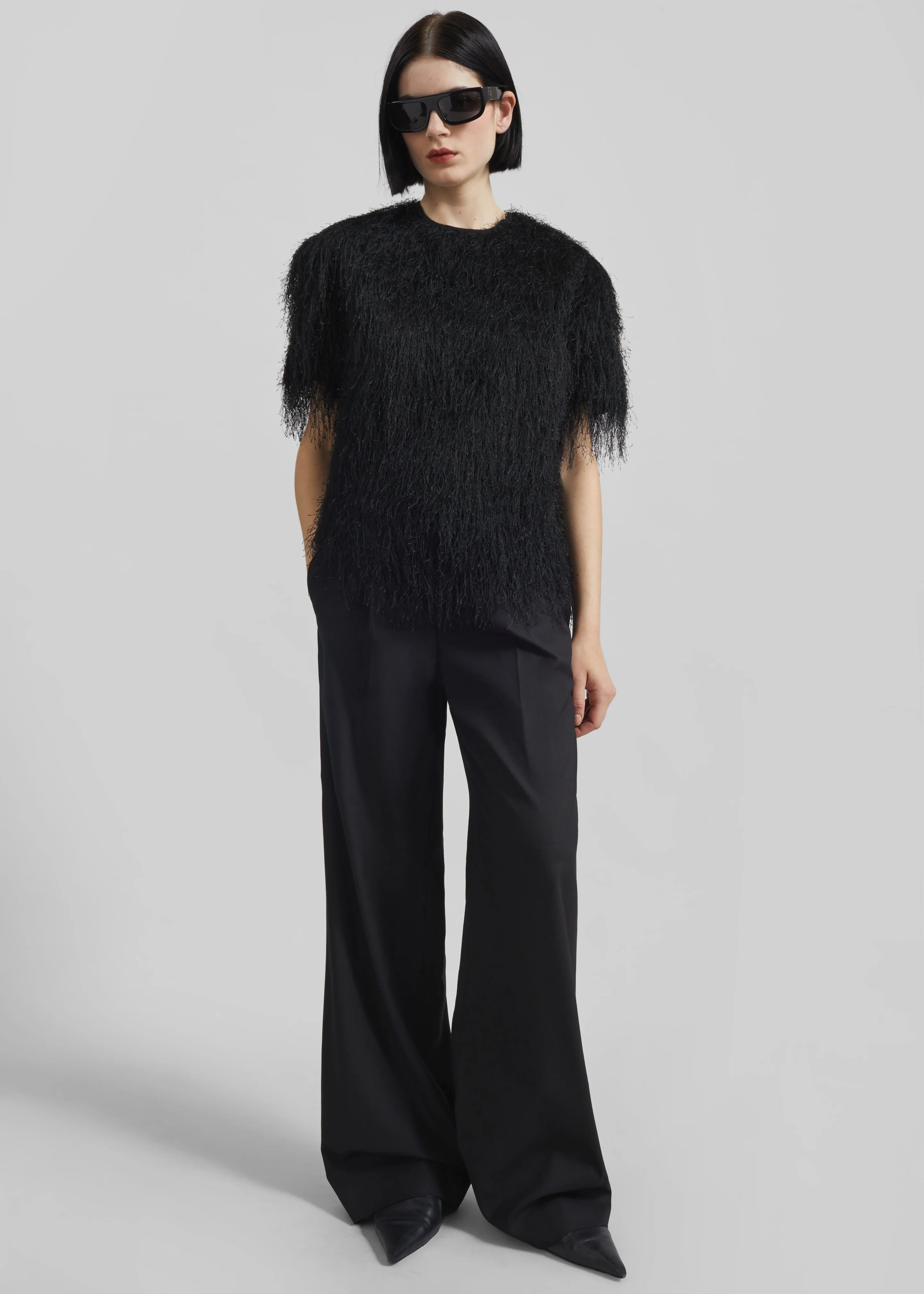Loulou de Saison Zaro Short Sleeve Top - Black - Image 2