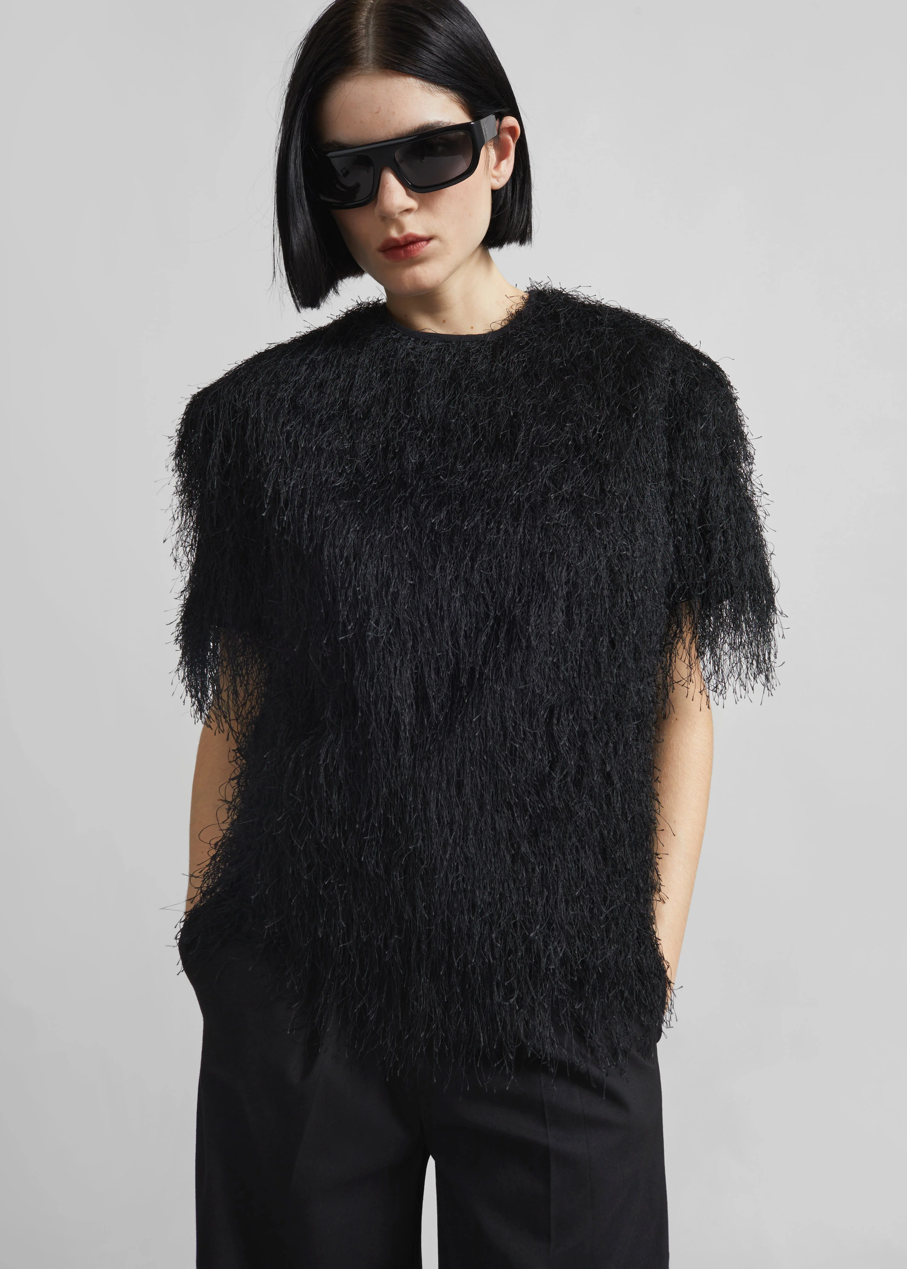 Loulou de Saison Zaro Short Sleeve Top - Black - Image 3