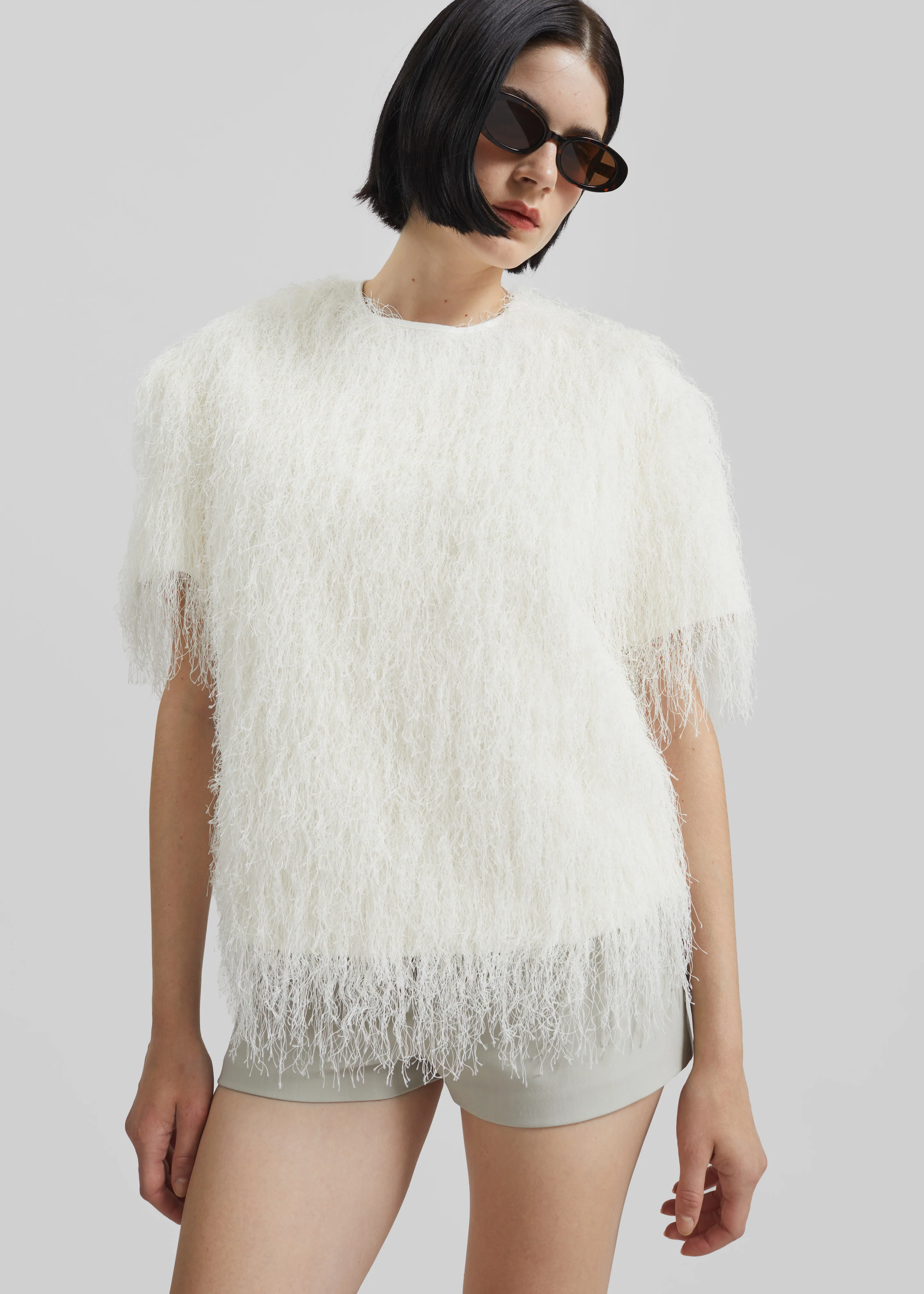 Loulou de Saison Zaro Short Sleeve Top - White - Image 2