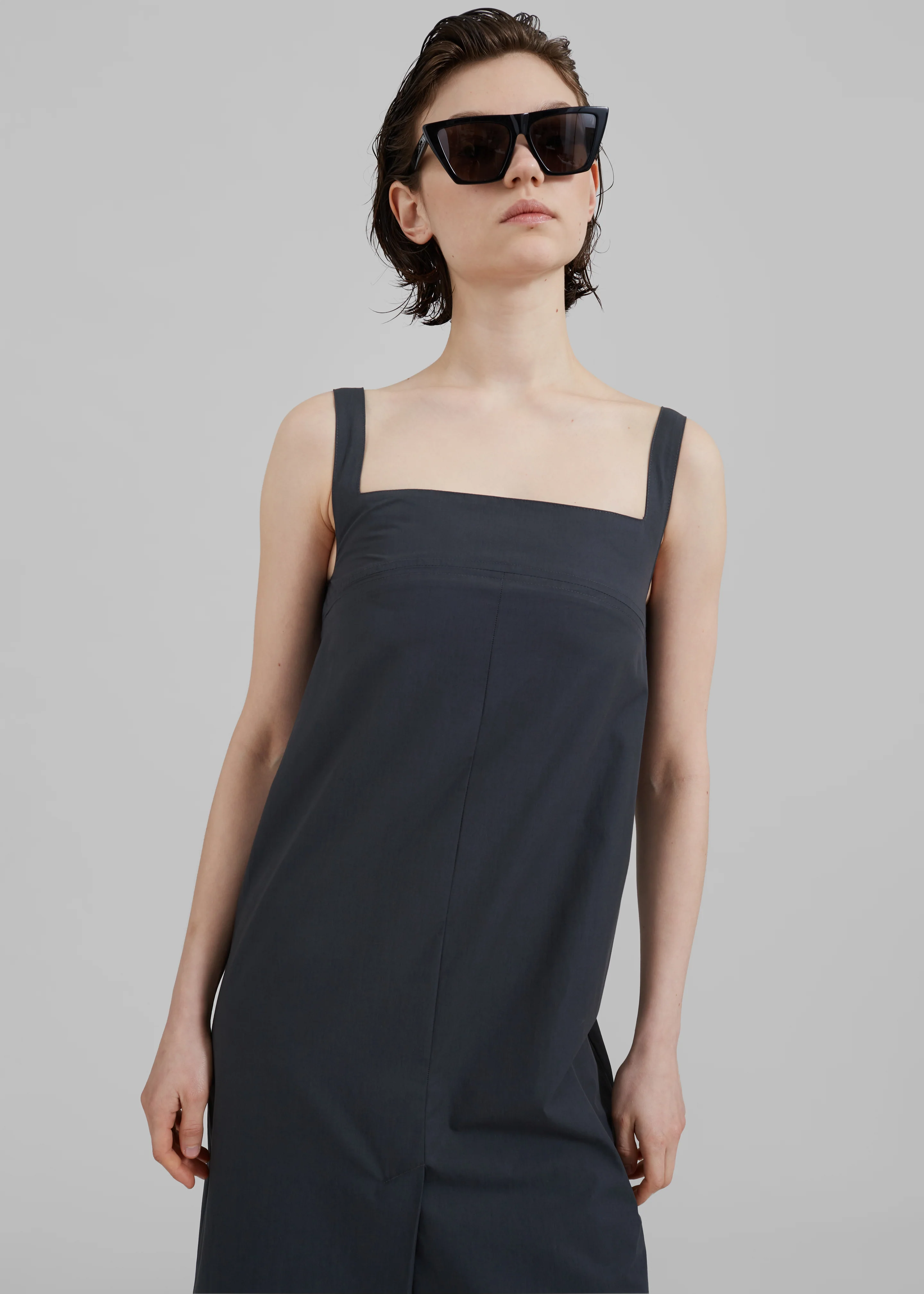 Loulou Studio Makeen Long Poplin Dress - Iron Grey - Image 2