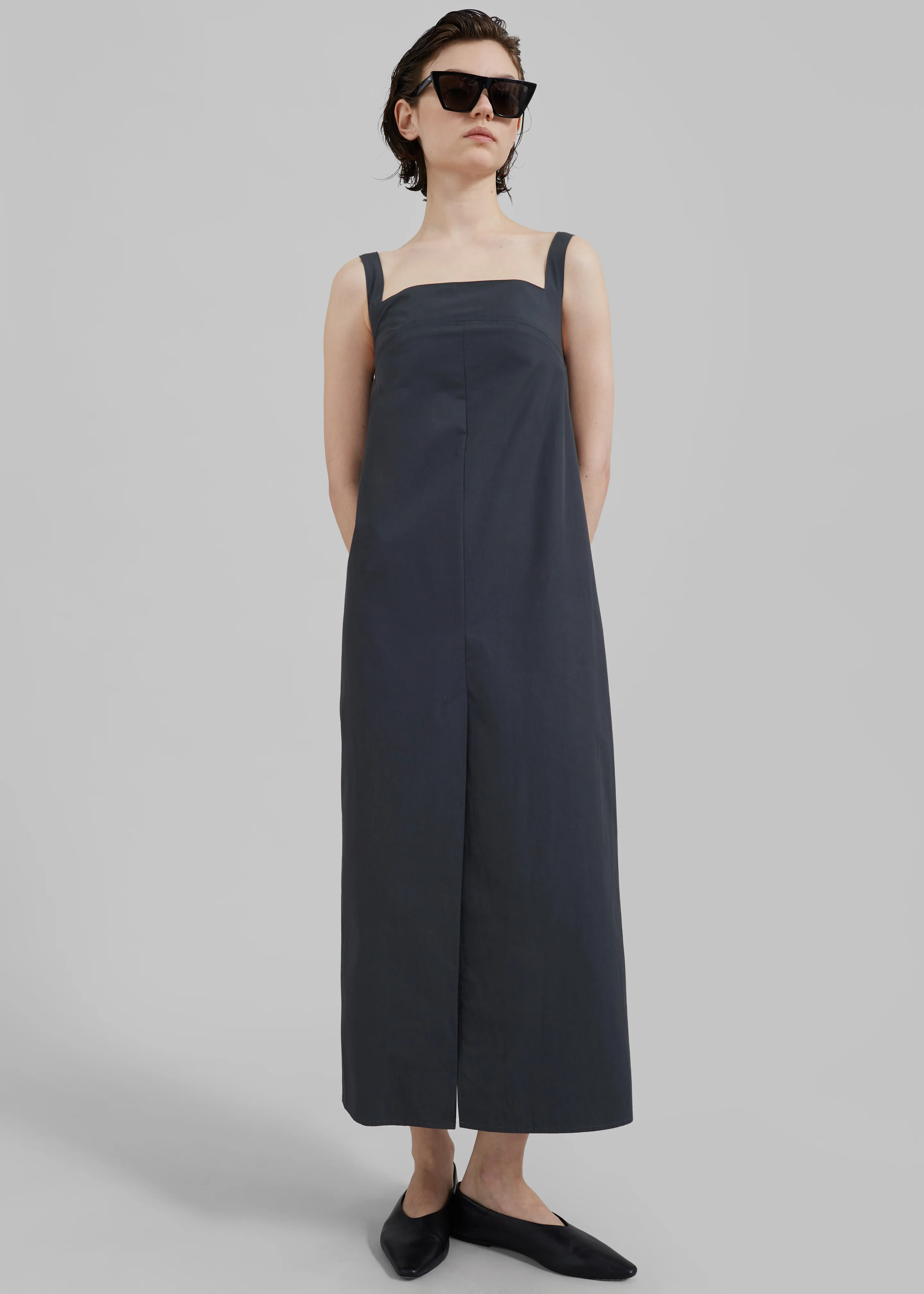Loulou Studio Makeen Long Poplin Dress - Iron Grey - Image 3