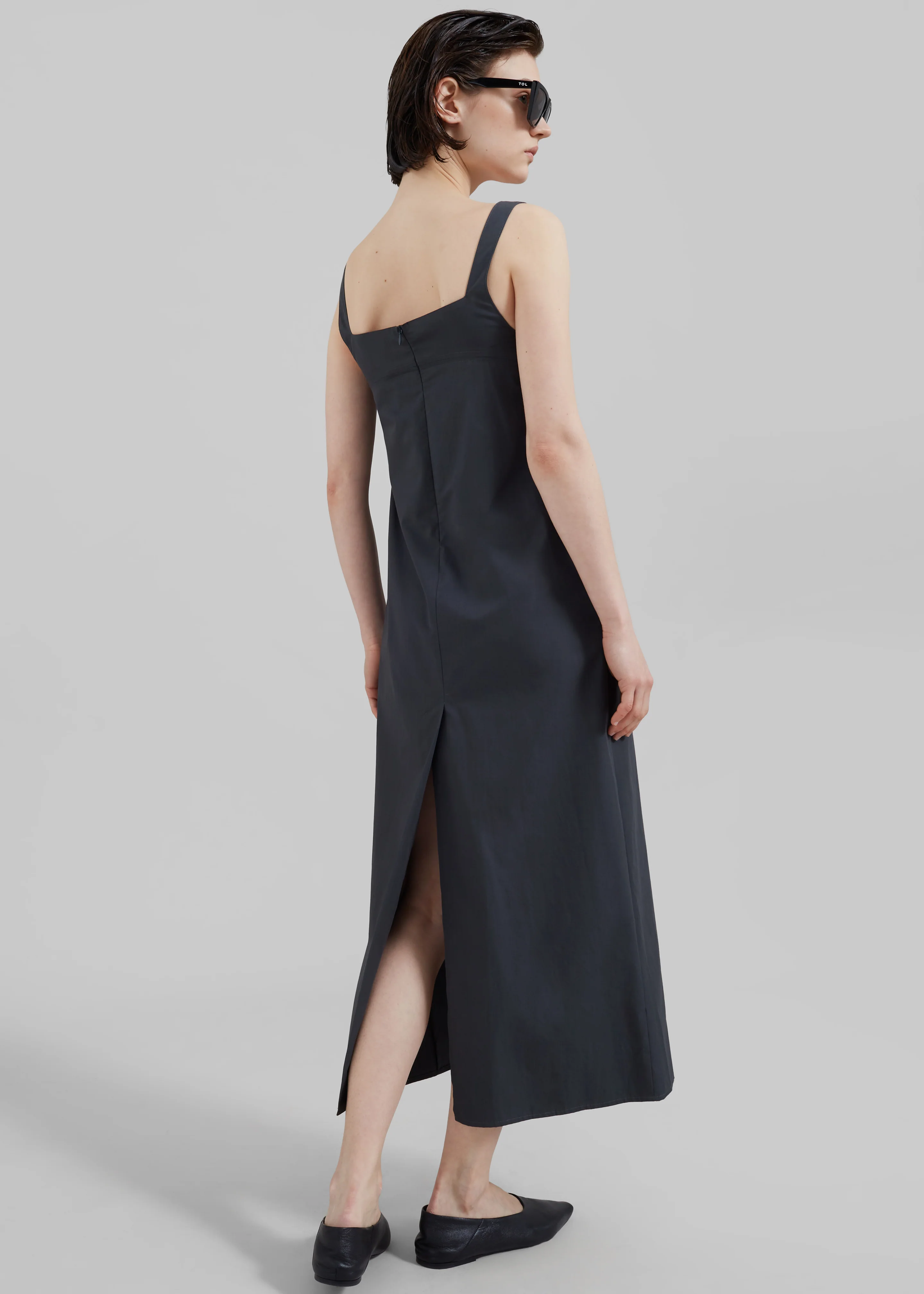 Loulou Studio Makeen Long Poplin Dress - Iron Grey - Image 5