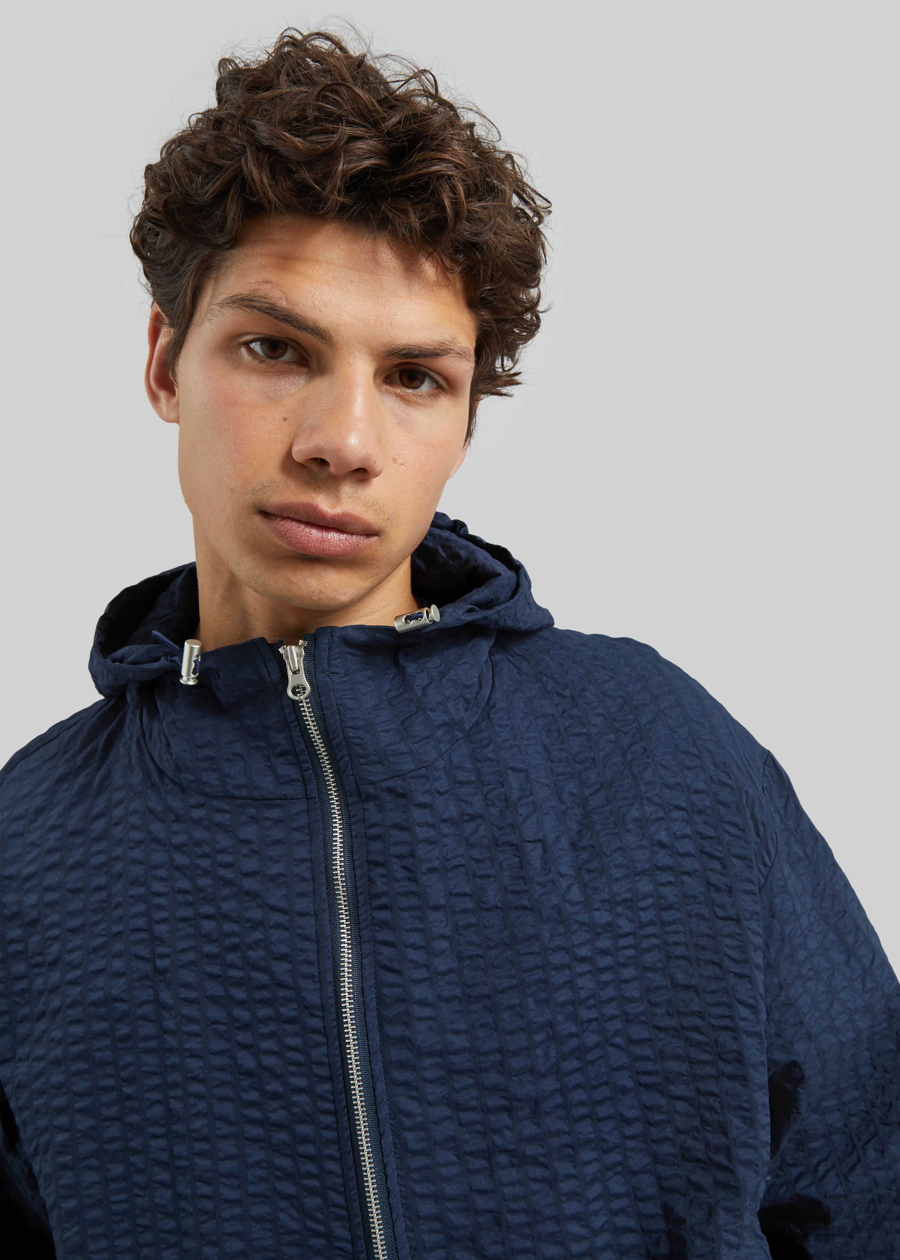 Luynes Seersucker Drawstring Jacket - Navy - Image 2