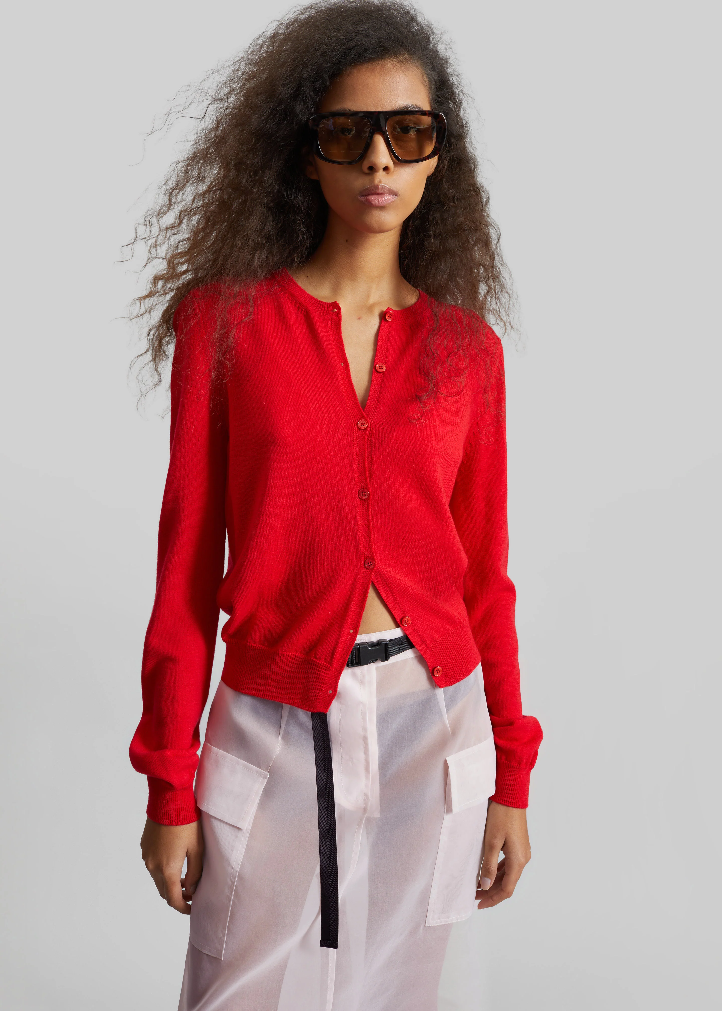 Mahim Superfine Wool Cardigan - Red - Image 2
