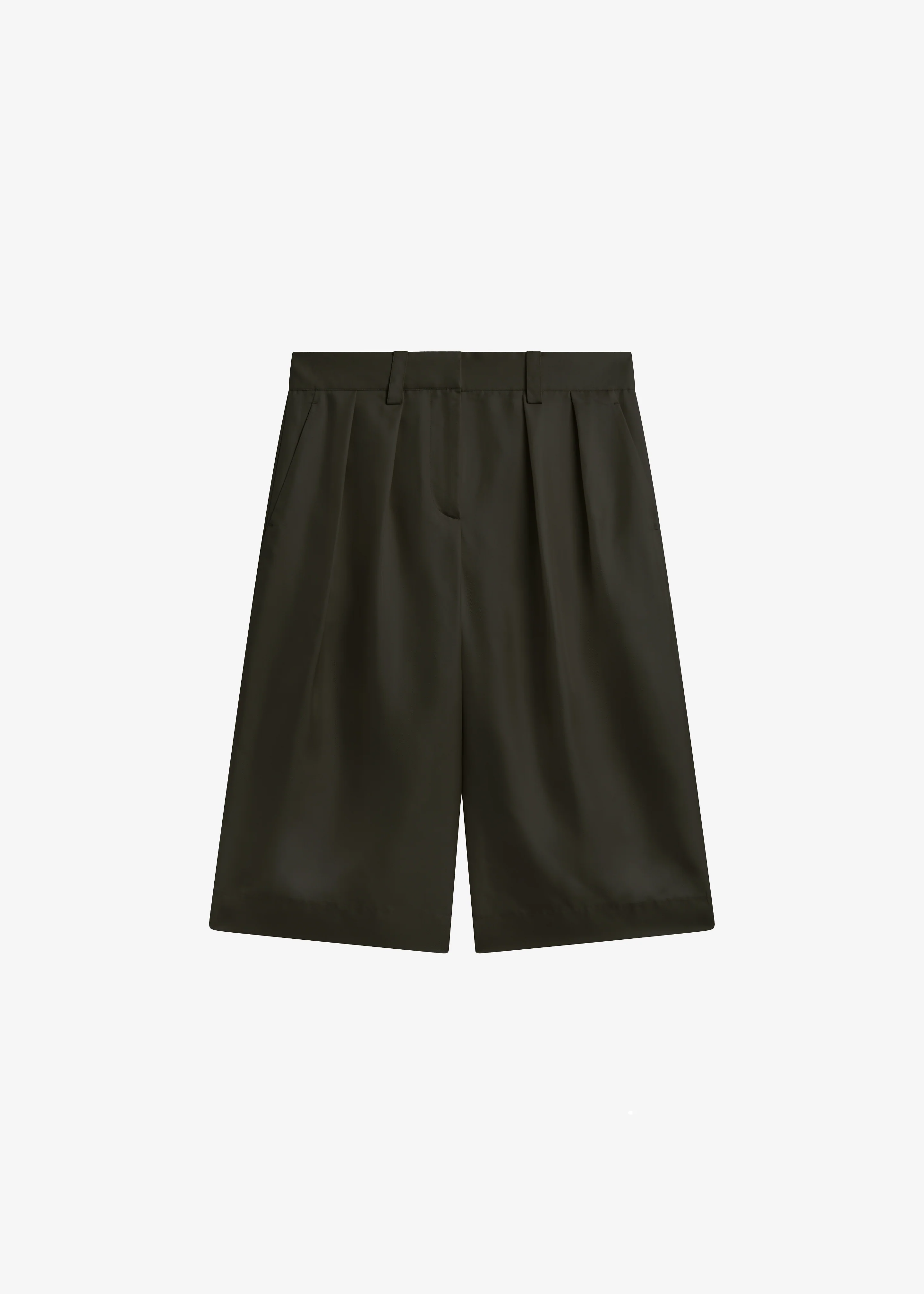 Marfa Pleated Silk Bermuda Shorts - Khaki - Image 6
