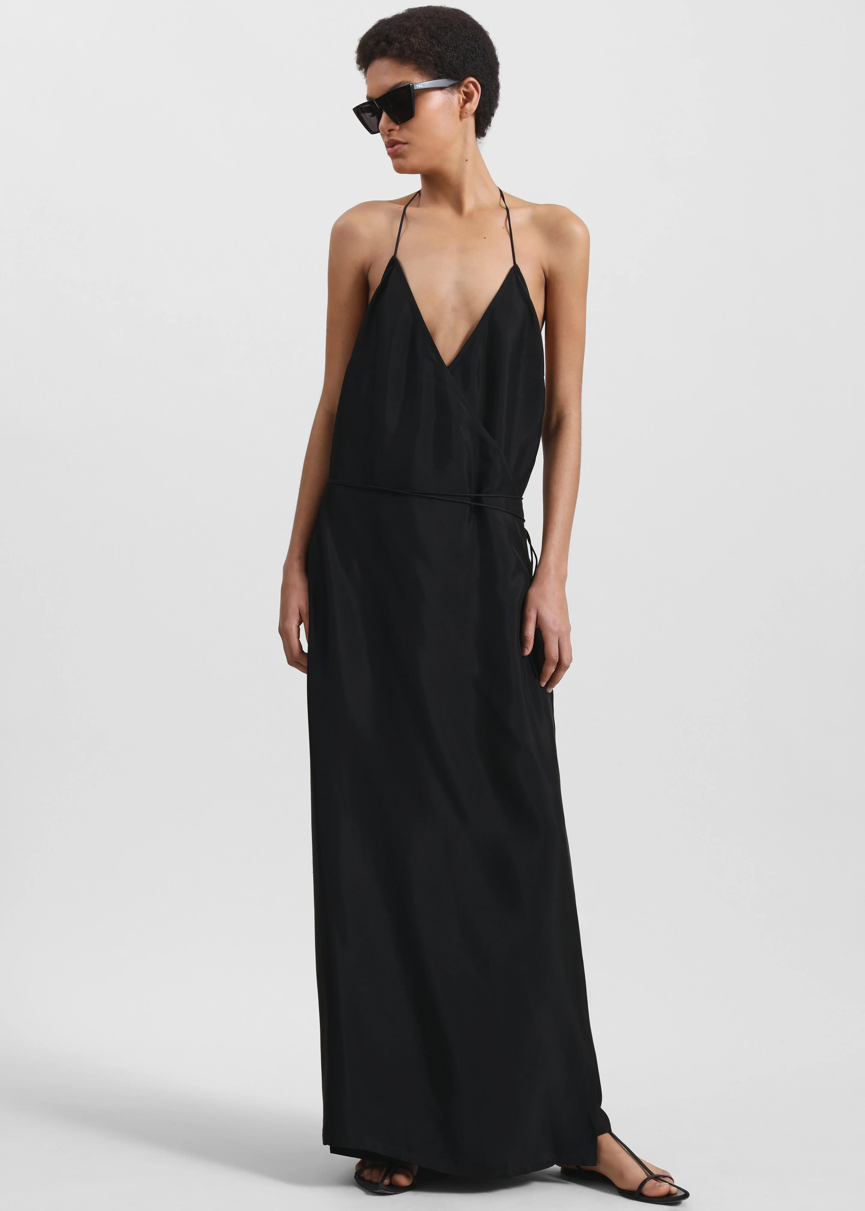 Matin Draped Wrap Dress - Black - Image 2