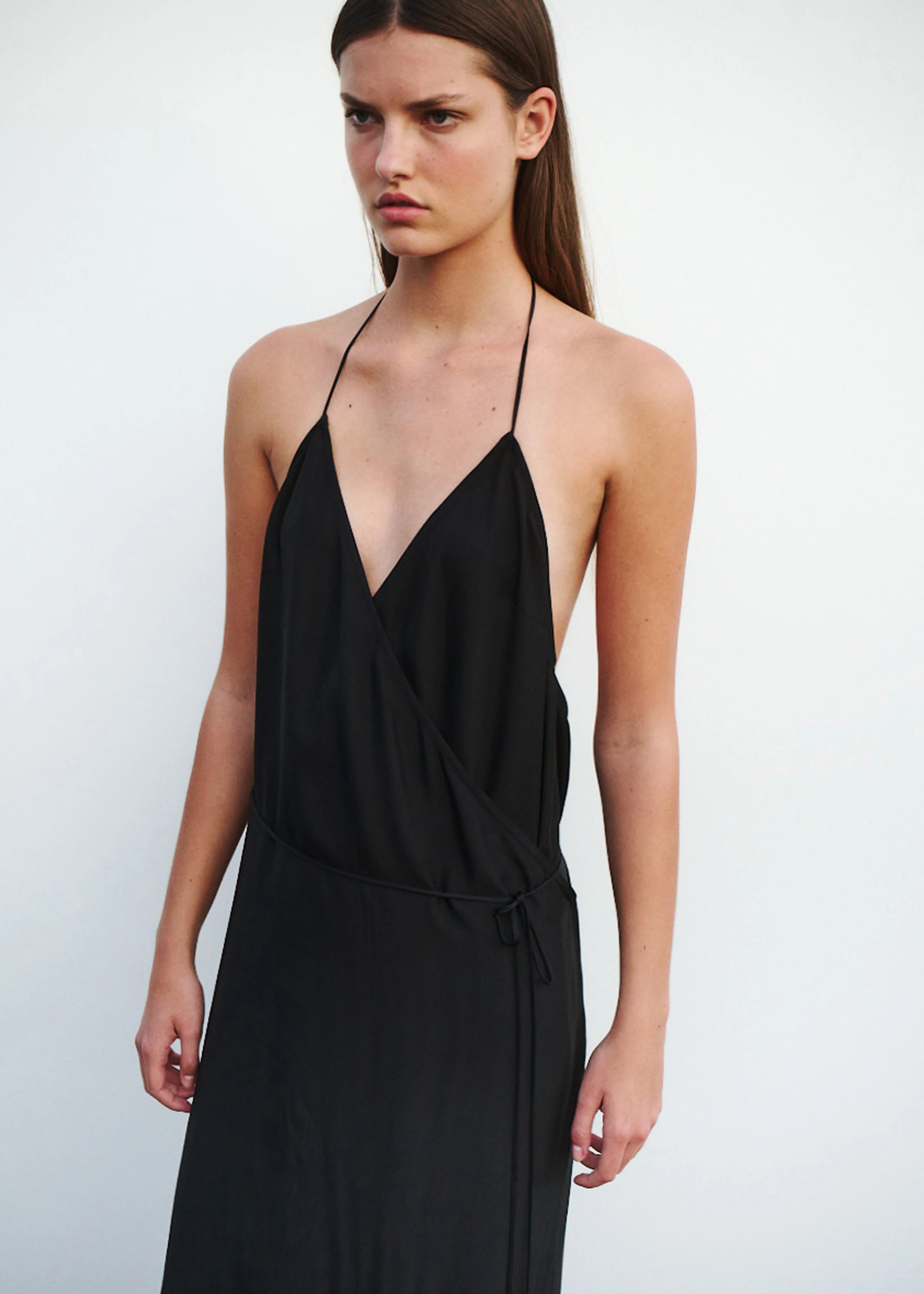 Matin Draped Wrap Dress - Black - Image 8