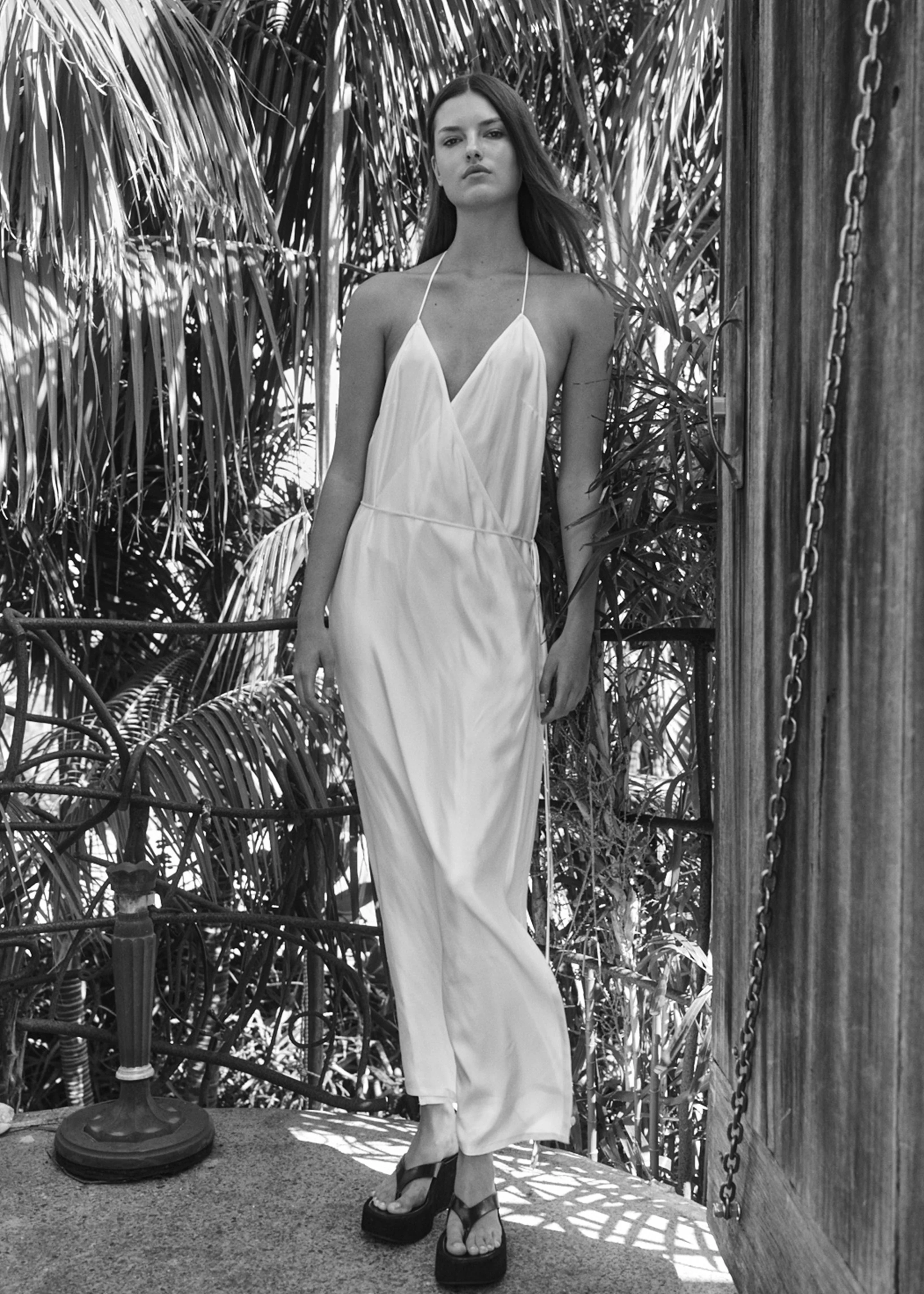 Matin Draped Wrap Dress - Natural - Image 4