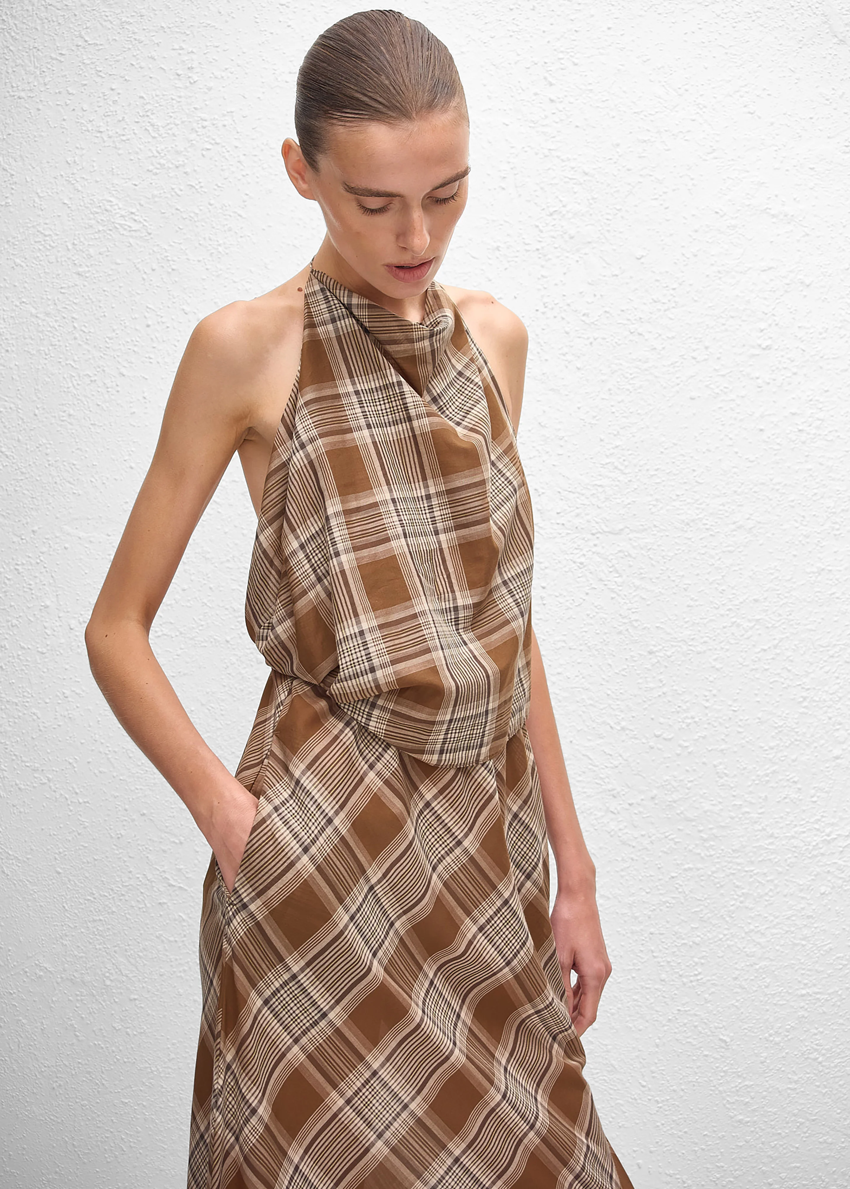 Matteau Layered Halter Midi Dress - Picnic Plaid - Image 2