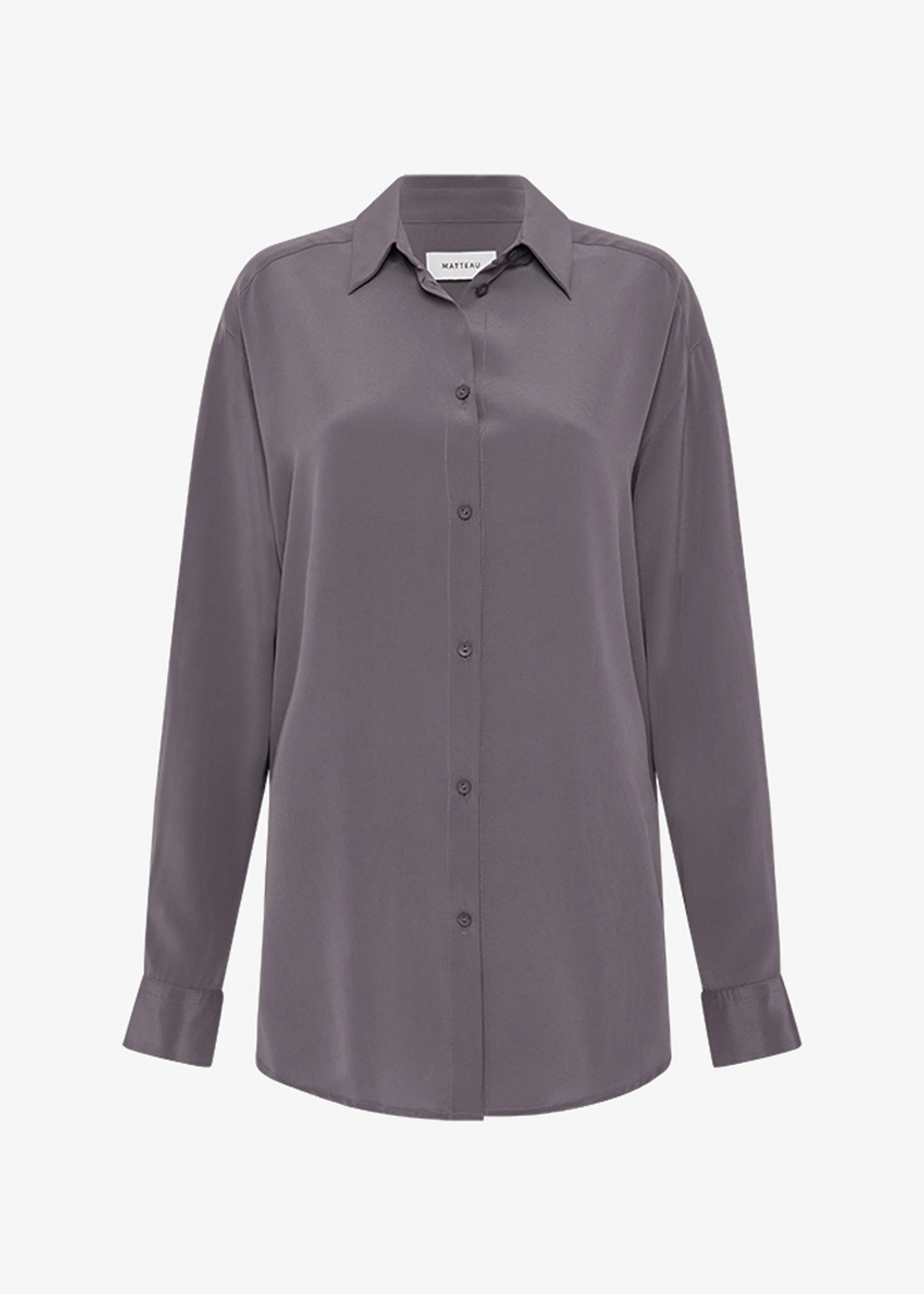Matteau Long Sleeve Silk Shirt - Slate - Image 10