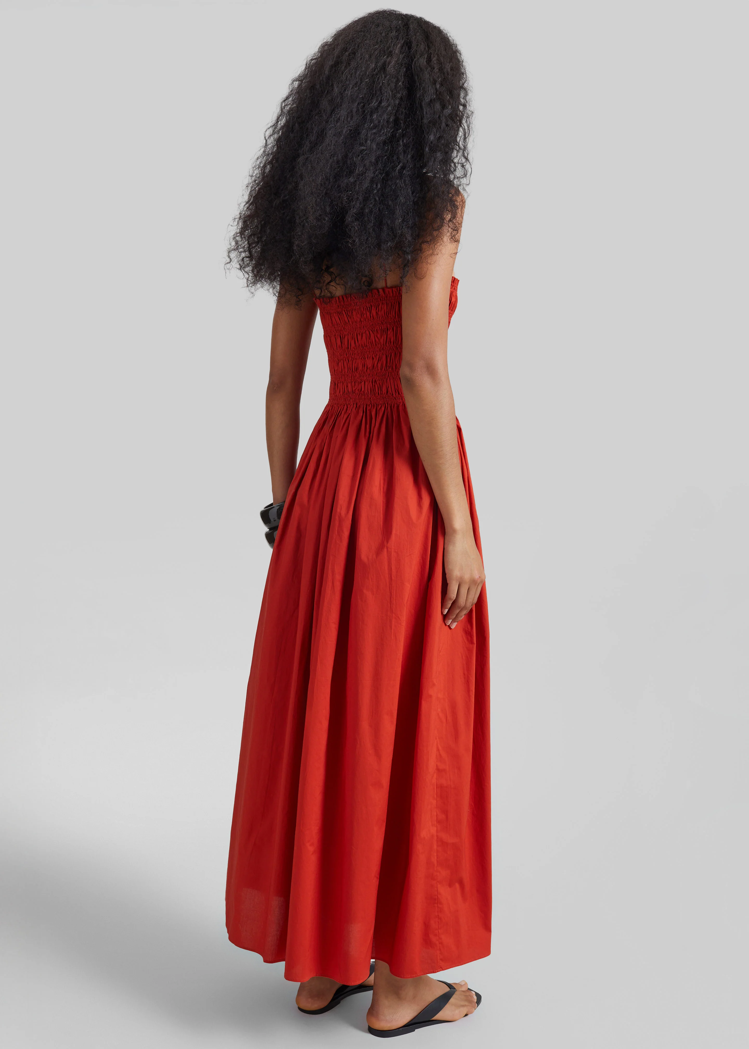 Matteau Shirred Bodice Dress - Tomato - Image 6