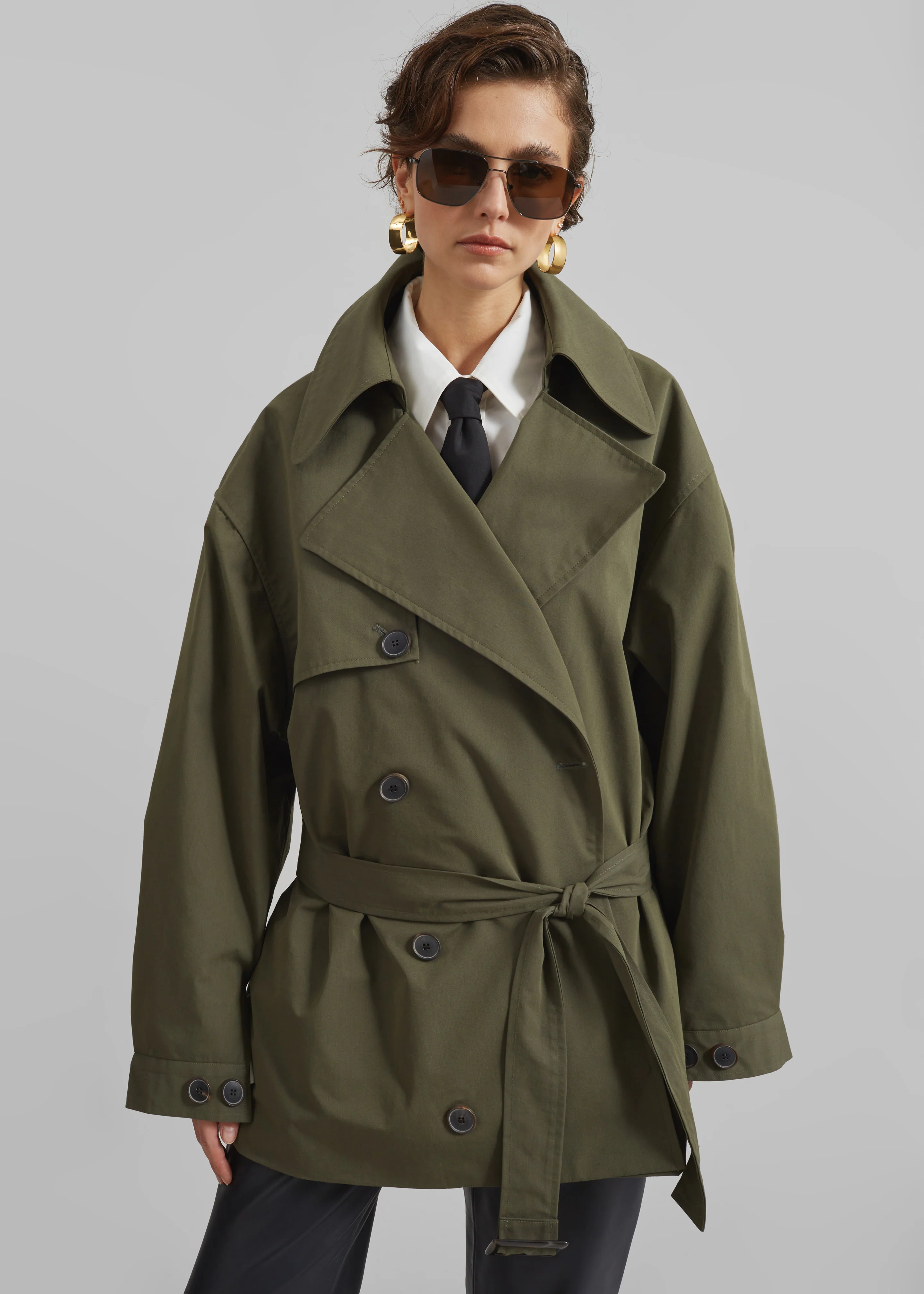 Mavis Oversized Short Trench - Khaki